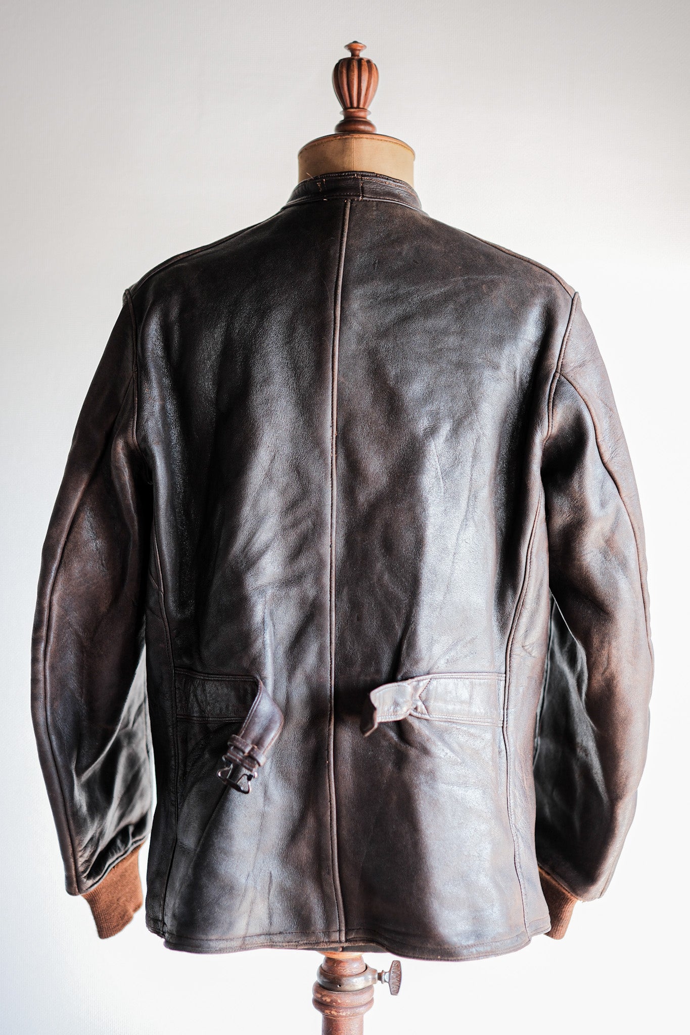 【~40's】Swedish Vintage Double Breasted Leather Jacket