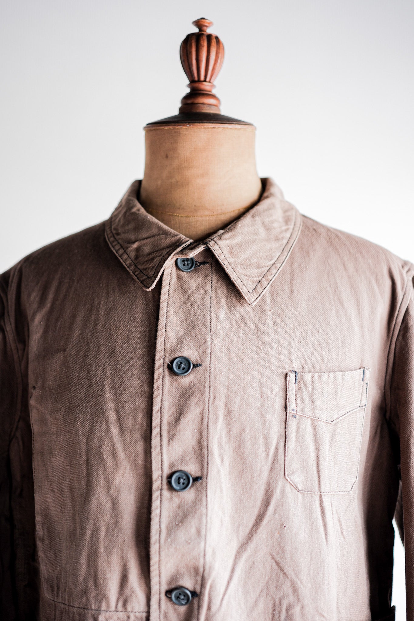 【~40's】French Vintage Brown Cotton Twill Work Jacket