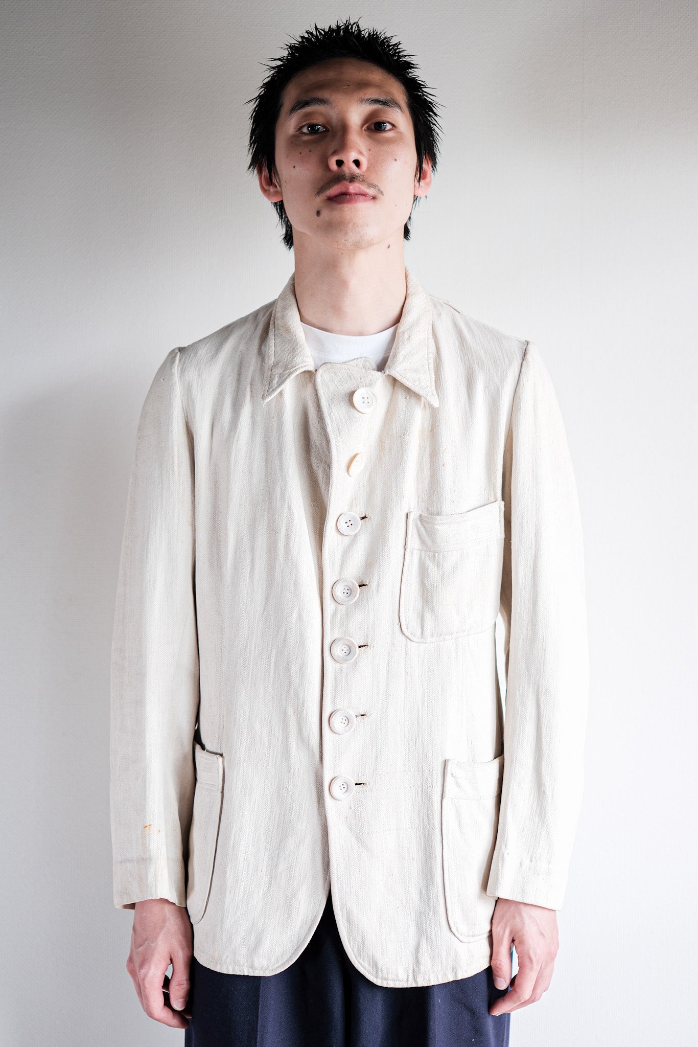 ［~30's］German Army Drillich HBT Linen Jacket "Unusual Pattern"