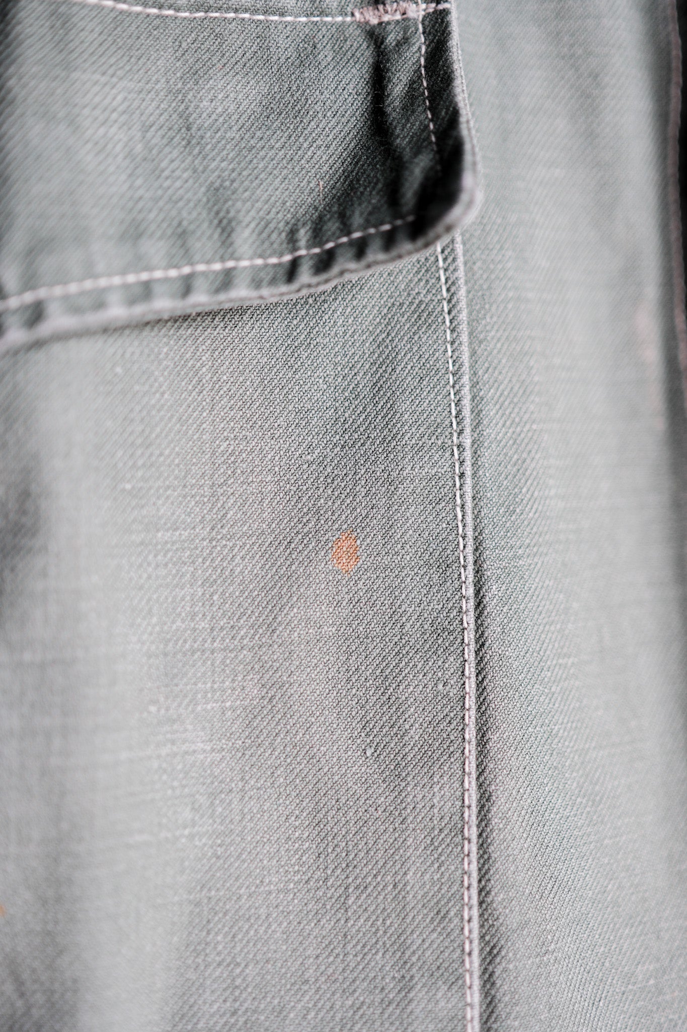 ［~50's］French Vintage Green Cotton Twill 4 Pockets Work Jacket "Unusual Pattern"