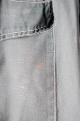 【~50's】French Vintage Green Cotton Twill 4 Pockets Work Jacket "Unusual Pattern"