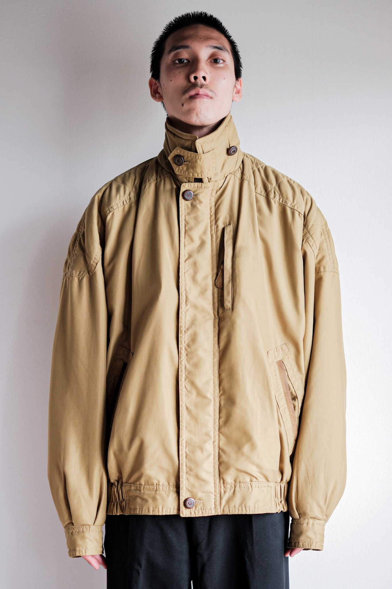 ［~80's］Old Yves Saint Laurent Nylon Quilting Blouson With Chin Strap "Pour Homme"