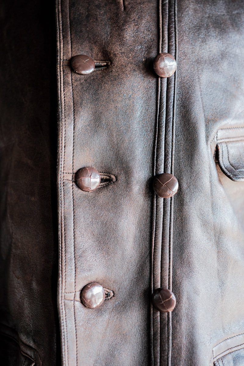 'sSwedish Vintage Double Breasted Leather Jacket – VIEUX ET