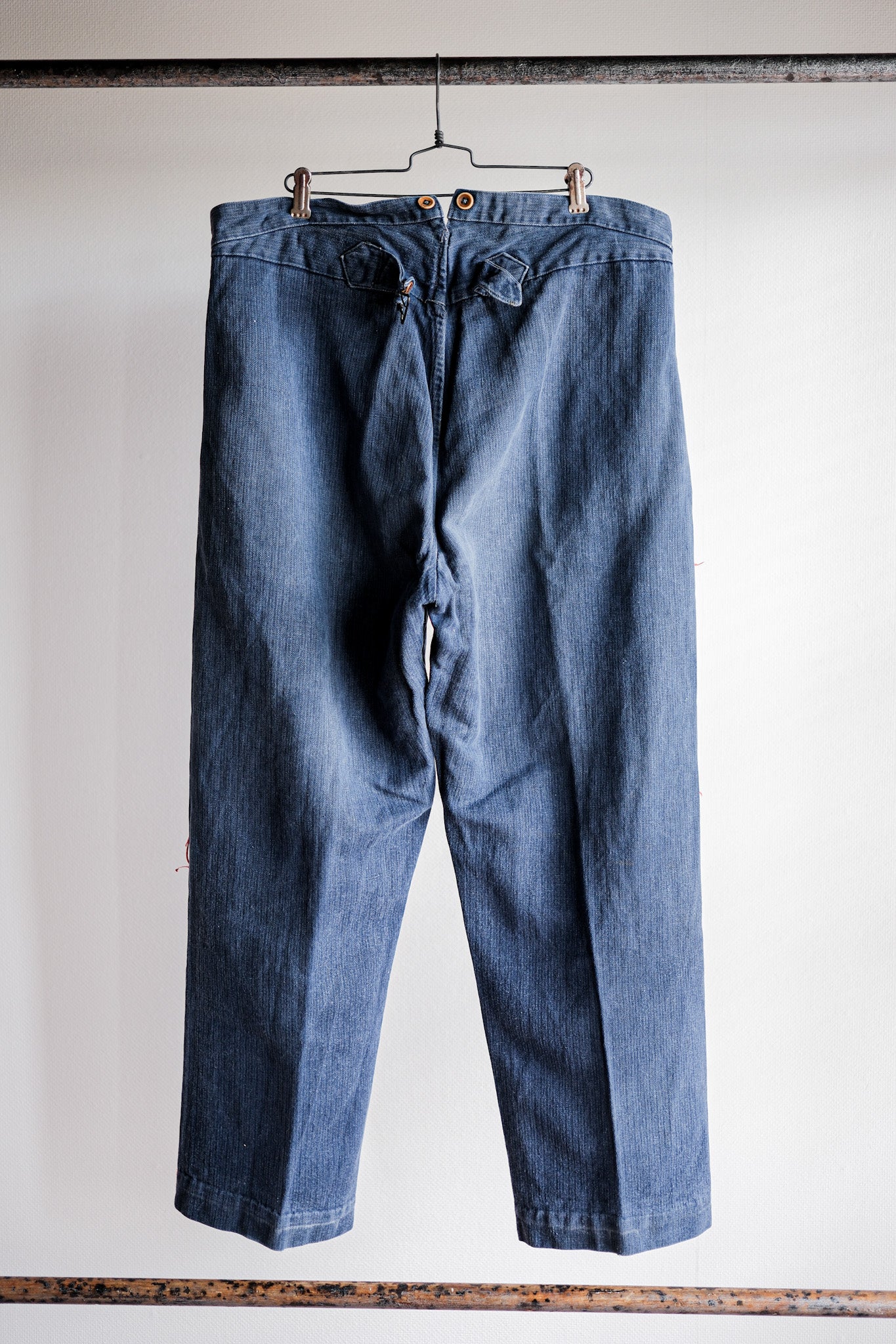 【Early 20th C】French Vintage Indigo HBT Linen Firefighter Trousers