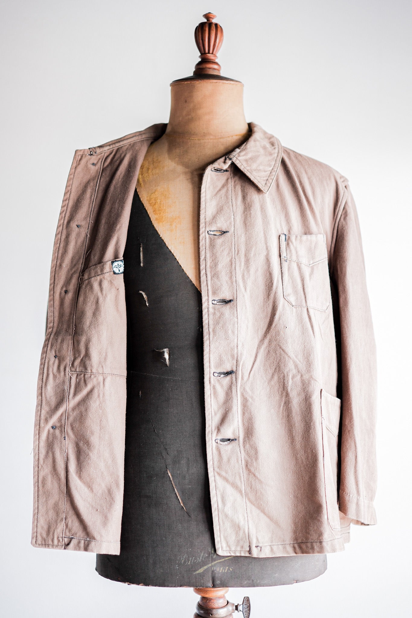 【~40's】French Vintage Brown Cotton Twill Work Jacket