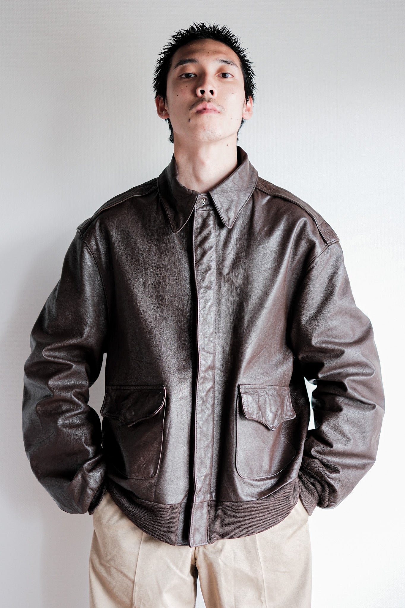 【~80's】Willis&Geiger A-2 Type Leather Flight Jacket Size.44 "Made in U.S.A."