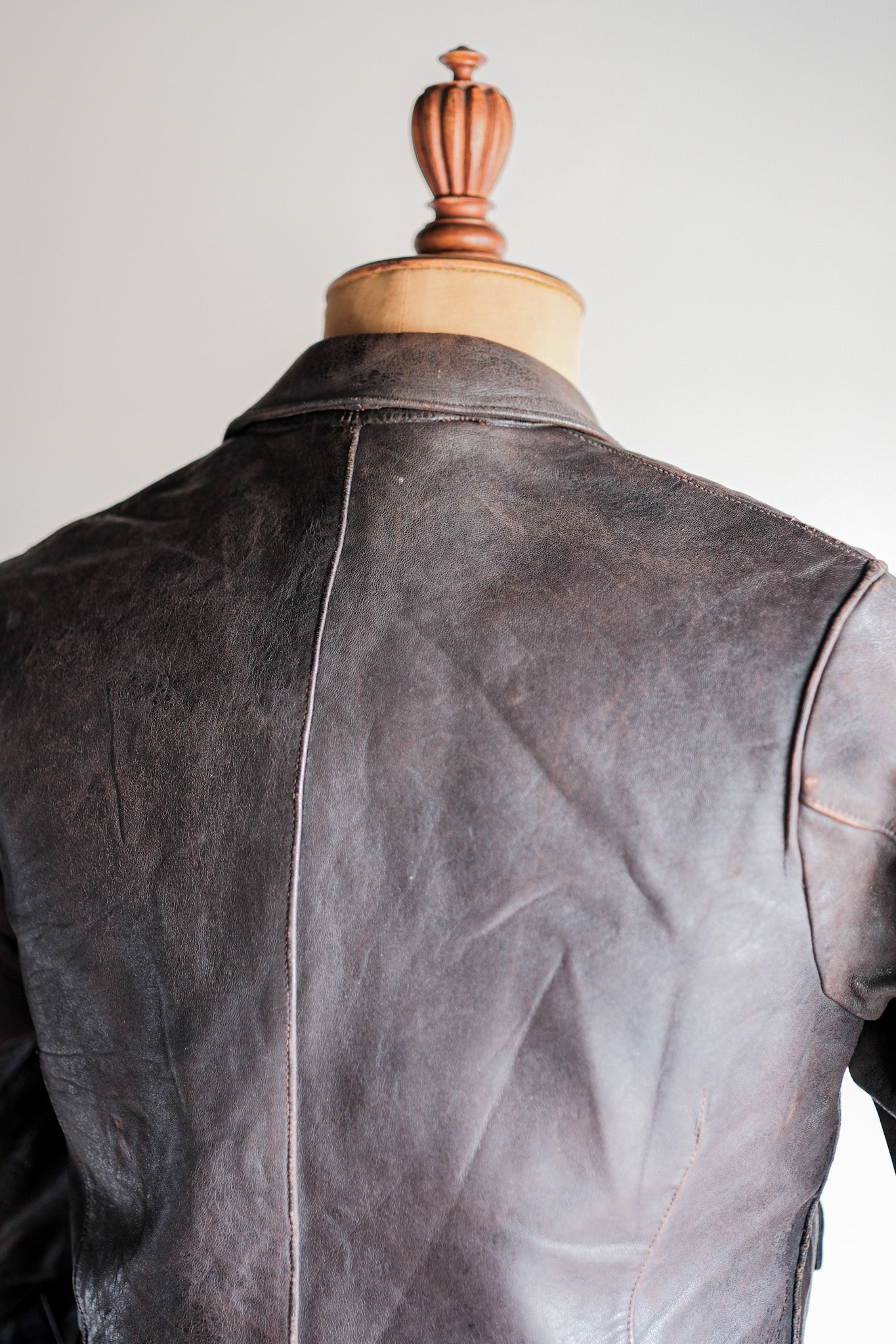 【 Vendange de ~40's】German double veste de cuir de motocyclette affrontée