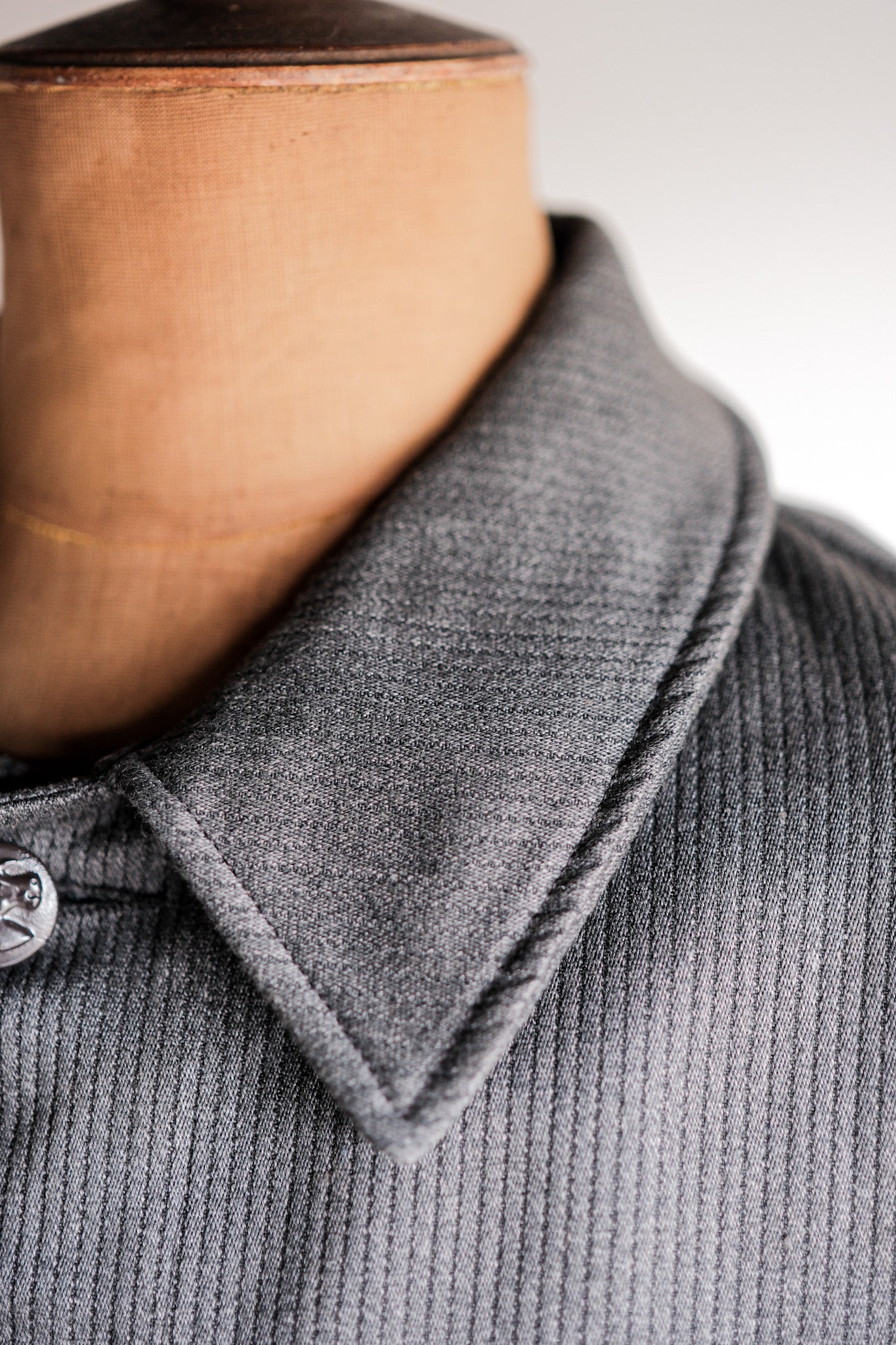 ［~50's］French Vintage Gray Cotton Pique Hunting Jacket With Chin Strap "Dead Stock"