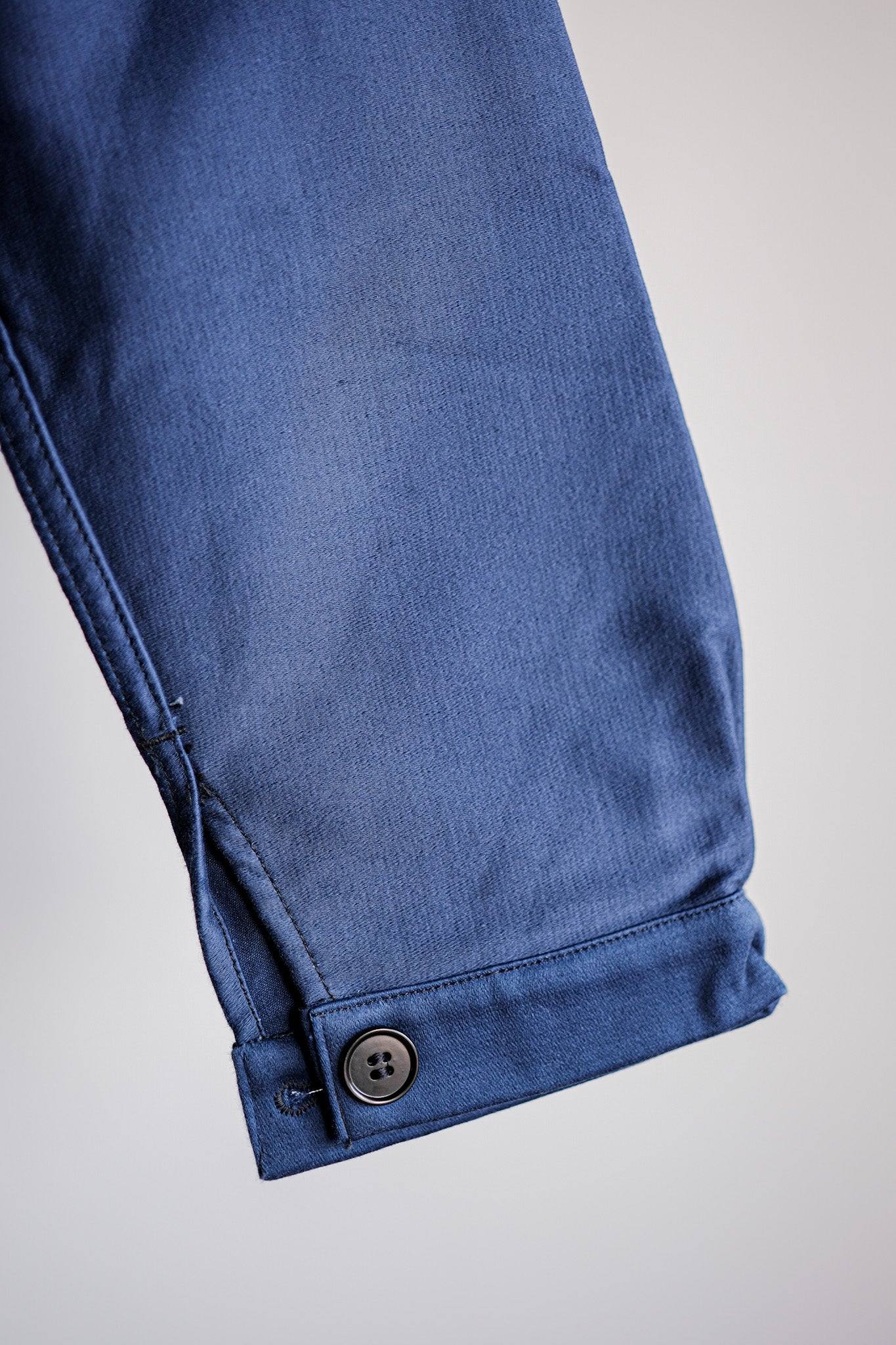【~50’s】French Vintage Blue Moleskin Work Jacket Size.44 "Le Mont St. Michel" "Dead Stock"