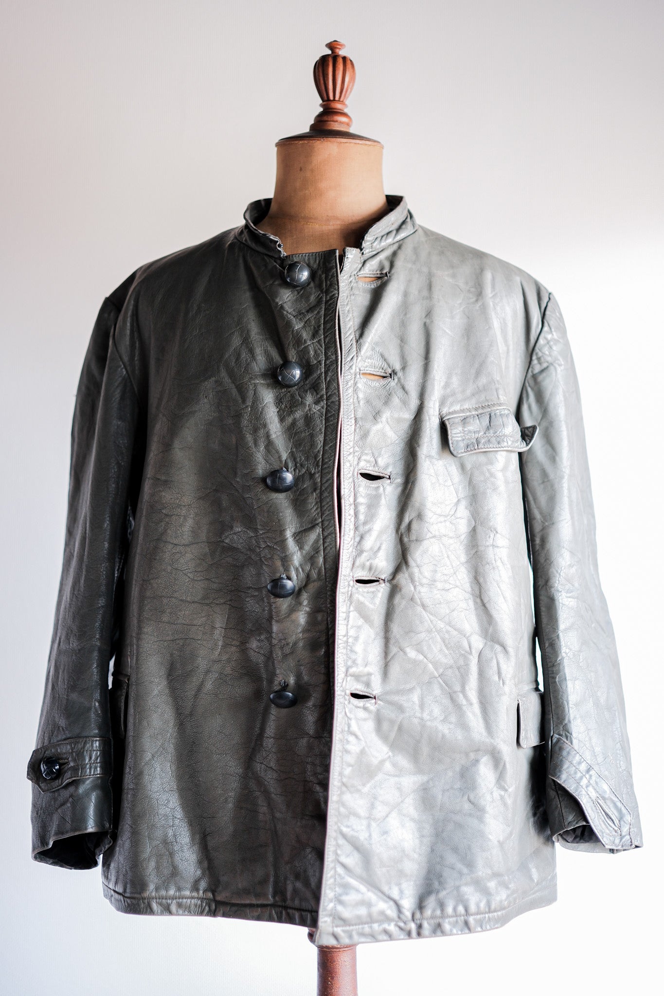 ［~40's］WWⅡ German Navy U-Boat Crew Gray Leather Jacket "Kriegsmarine"