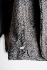 [~30's] French Vintage Grey Wool Hunting Jacket With Chin Strap "Boro"