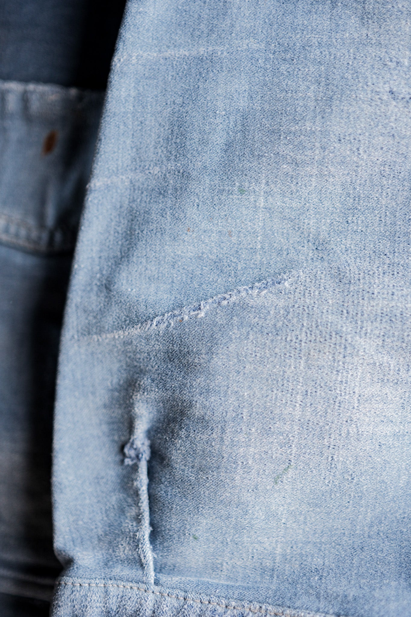 1930's Buckle Back Jeans with Peculiar Repairs The denim fades