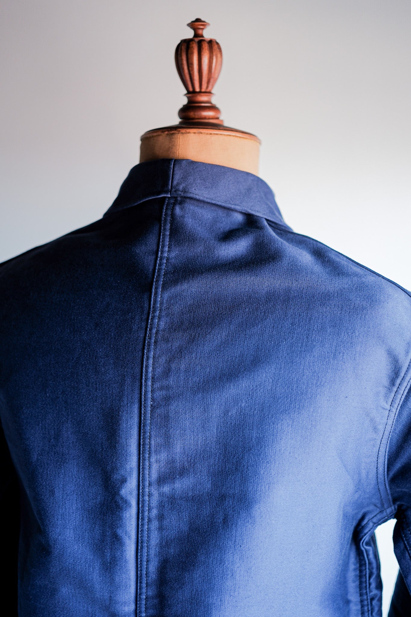 【~50’s】French Vintage Blue Moleskin Work Jacket Size.44 "Le Mont St. Michel" "Dead Stock"