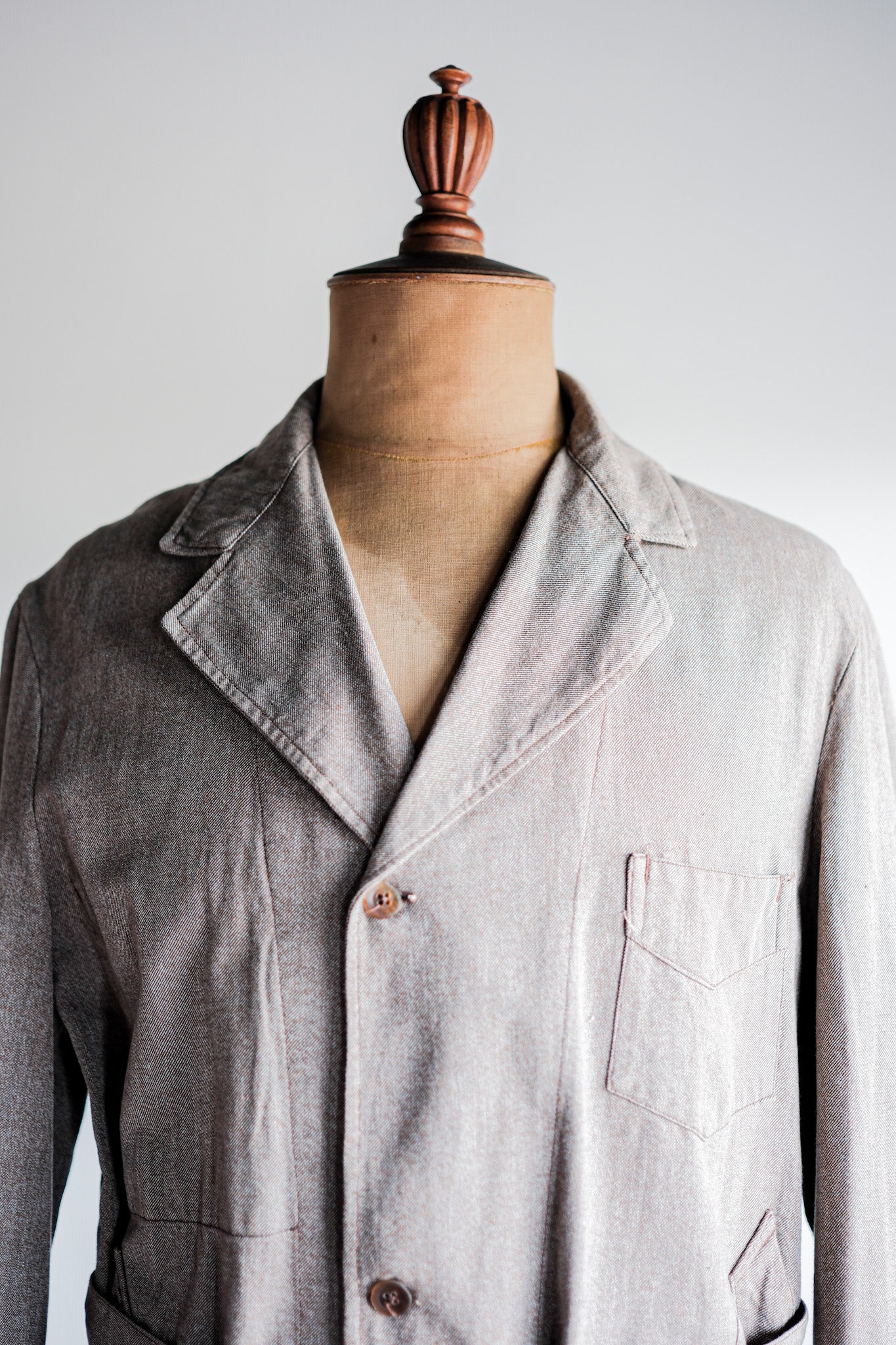 [~ 40's] French Vintage Brown Chambray Atelier Coat "Dead Stock"