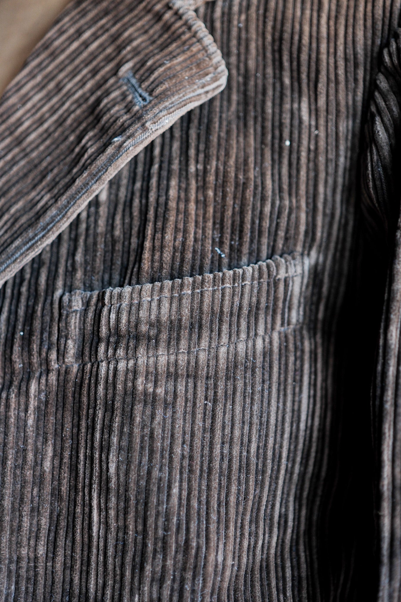【~30’s】French Vintage Brown Corduroy Lapel Work Jacket