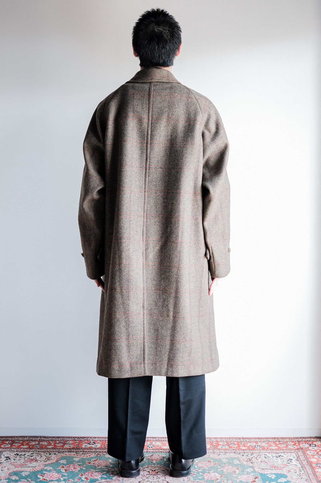 80's] Vintage Burberrys Single Ragle Raglen HBT Wool Balmacaan COAT