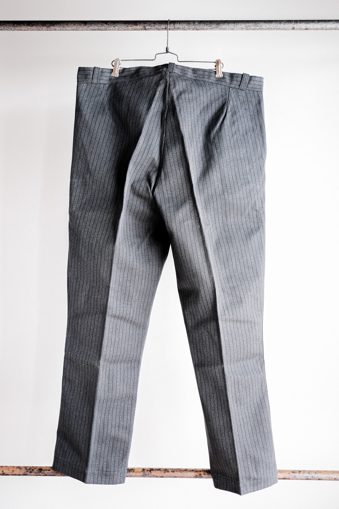 [~ 40's] French Vintage Salt & Pepper Cotton Striped Pants "Stock Stock"