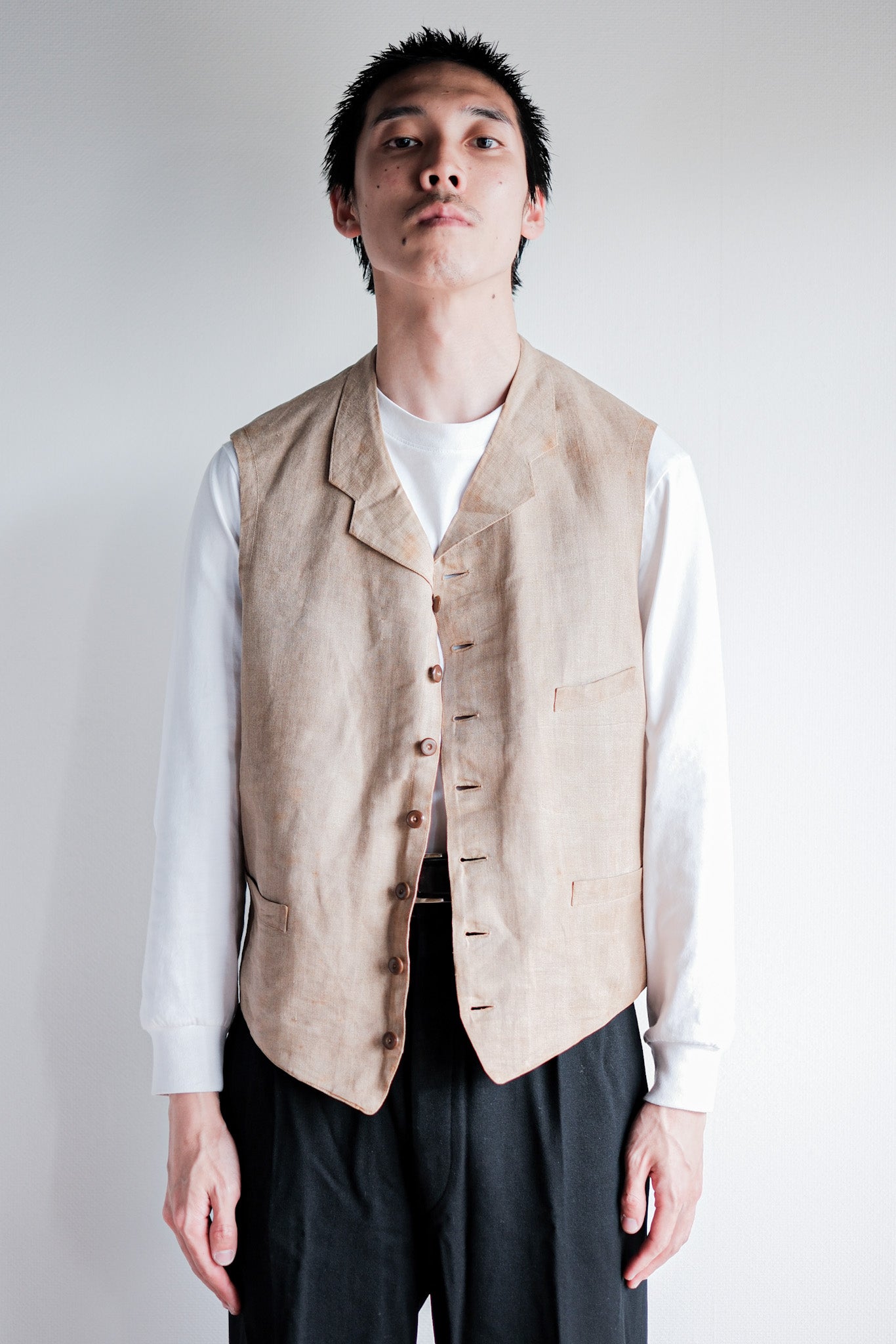 ［~40's］French Vintage Linen Work Gilet