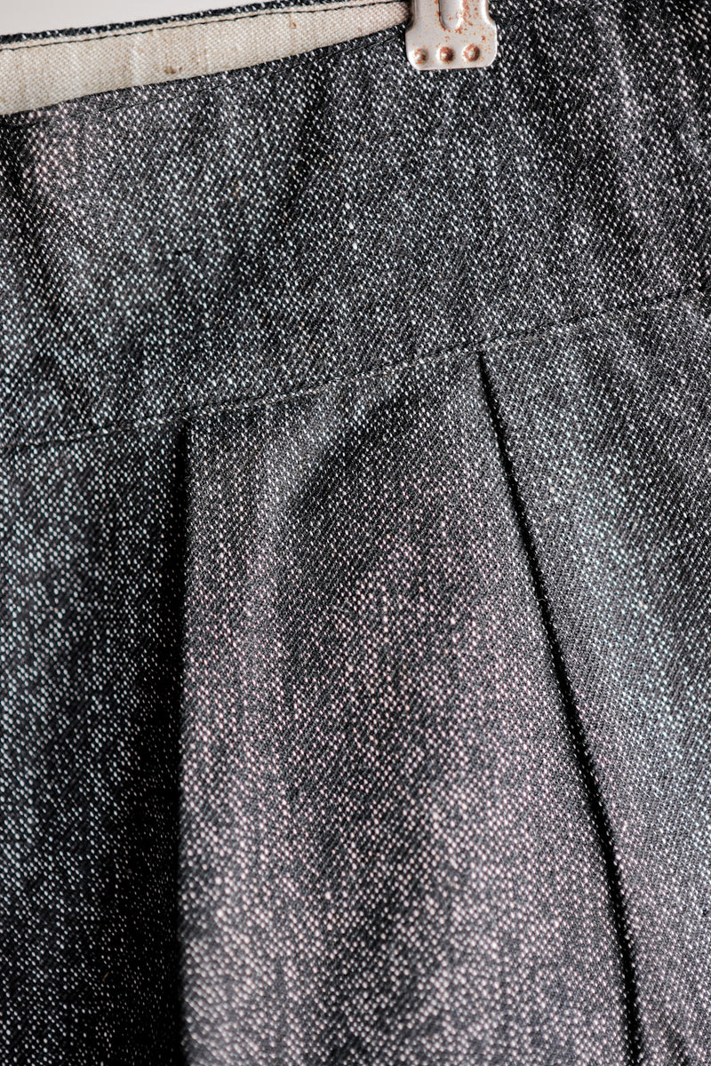 [~ 30's] French Vintage Black Chambray Work Pants "Dead Stock"