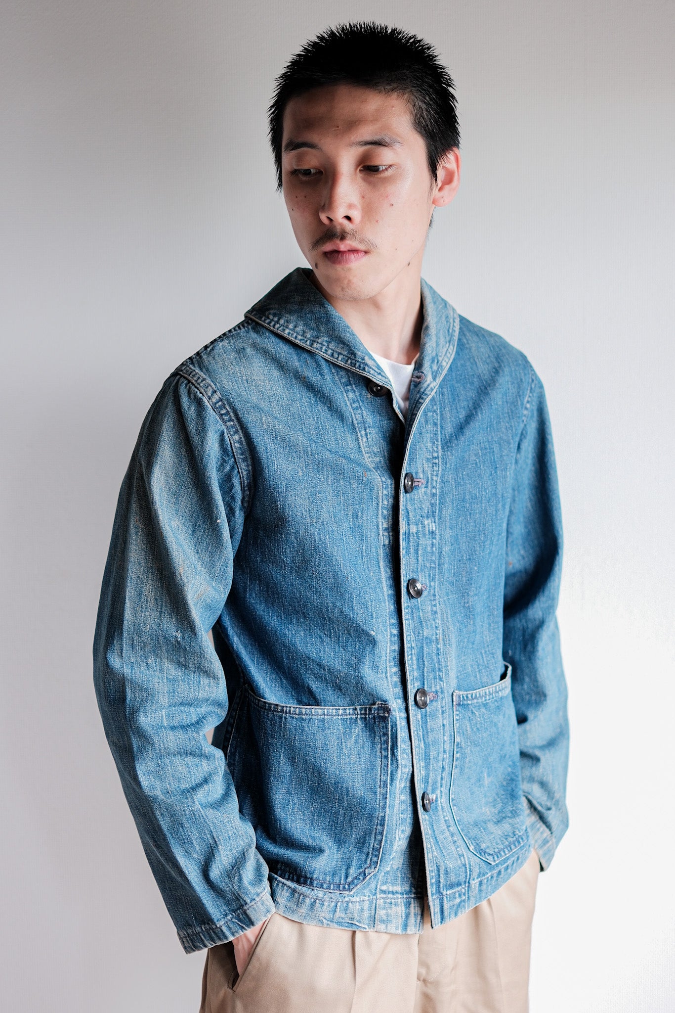 40's】WWⅡ U.S.NAVY Shawl Collar Denim Coverall