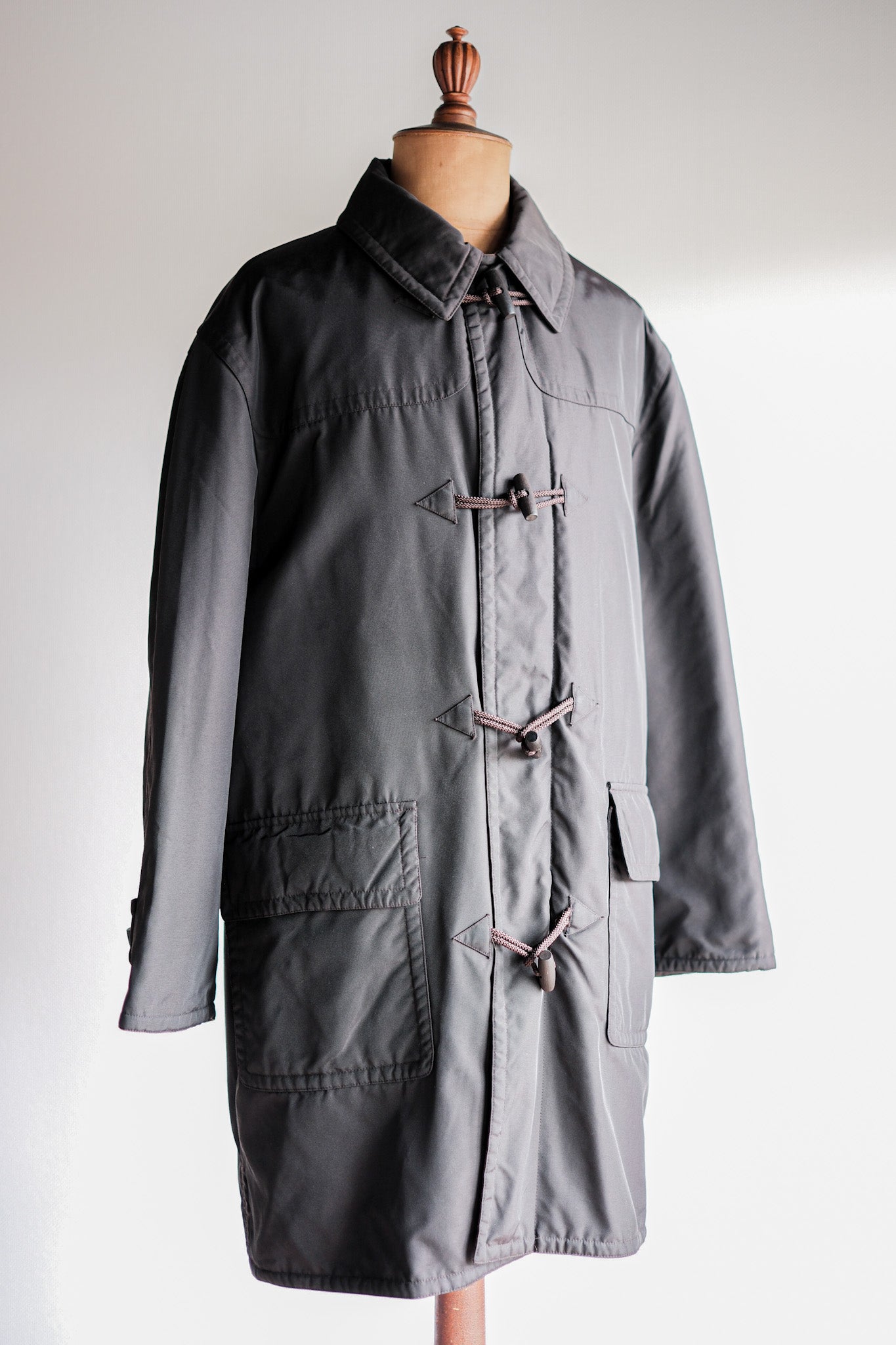 ［~90's］Old Hermès Paris Dark Brown Polyamide Duffle Coat Size.54