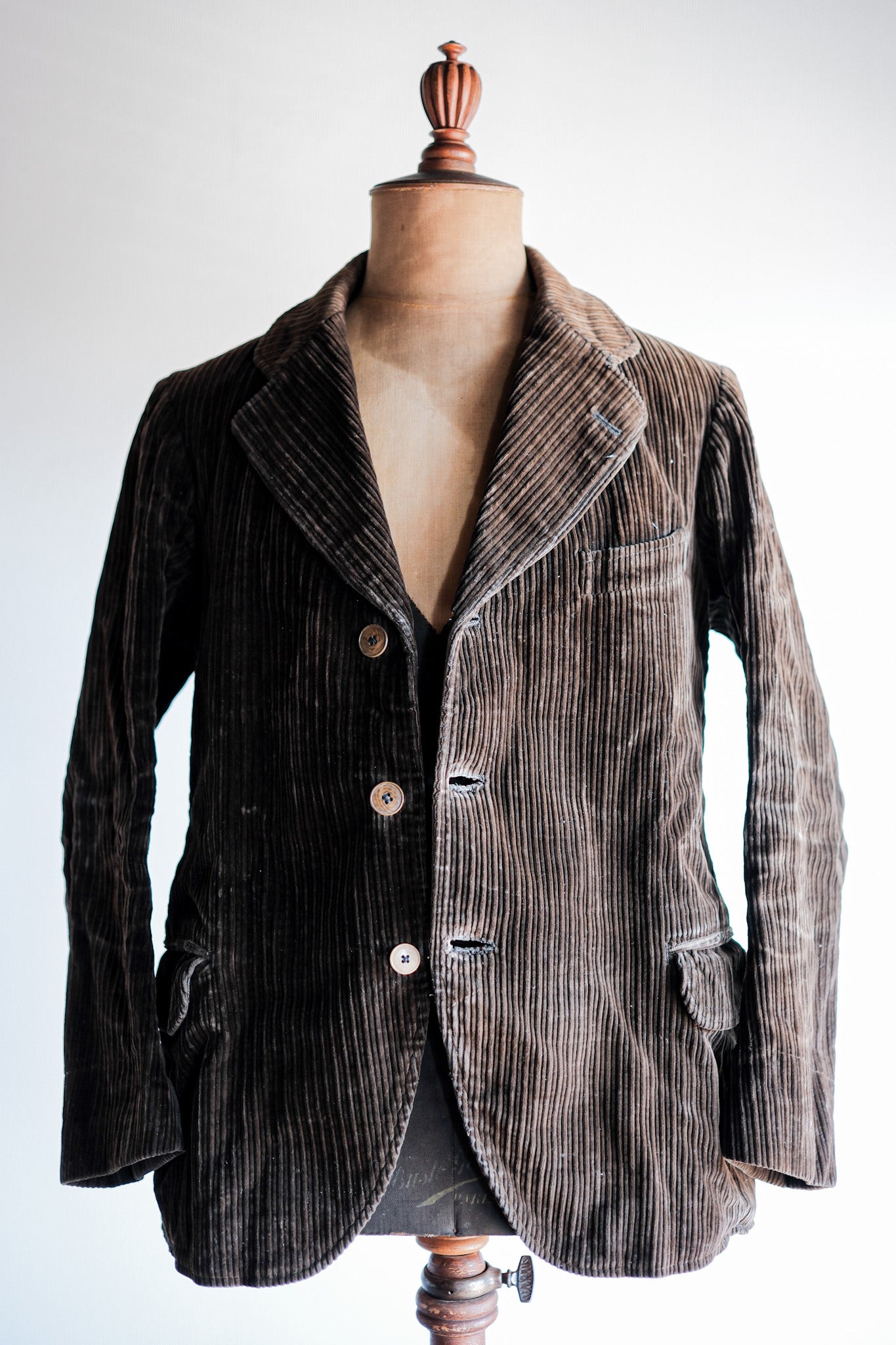 [〜30年代]法國復古棕色燈芯絨翻領夾克