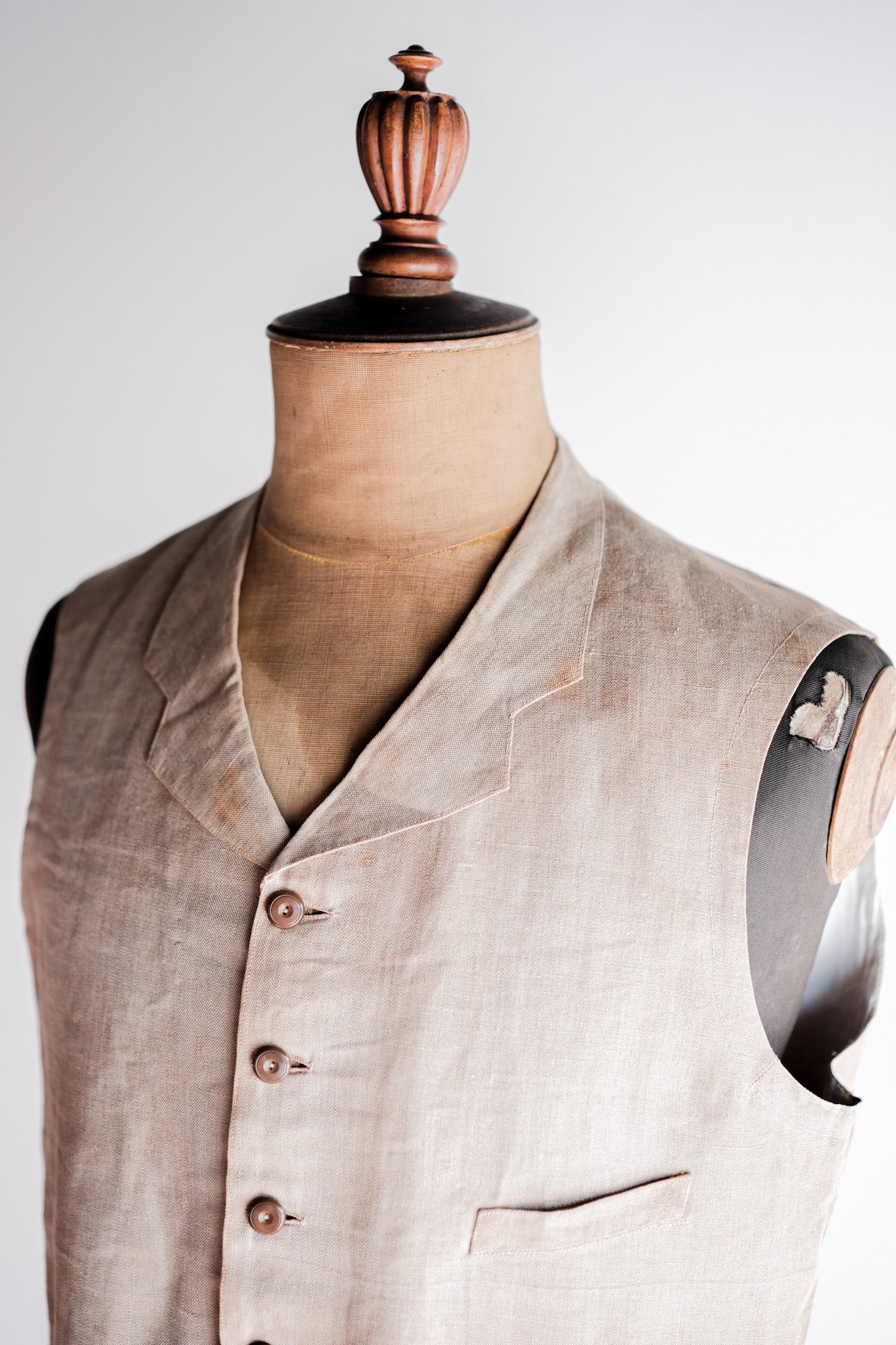 ［~40's］French Vintage Linen Work Gilet