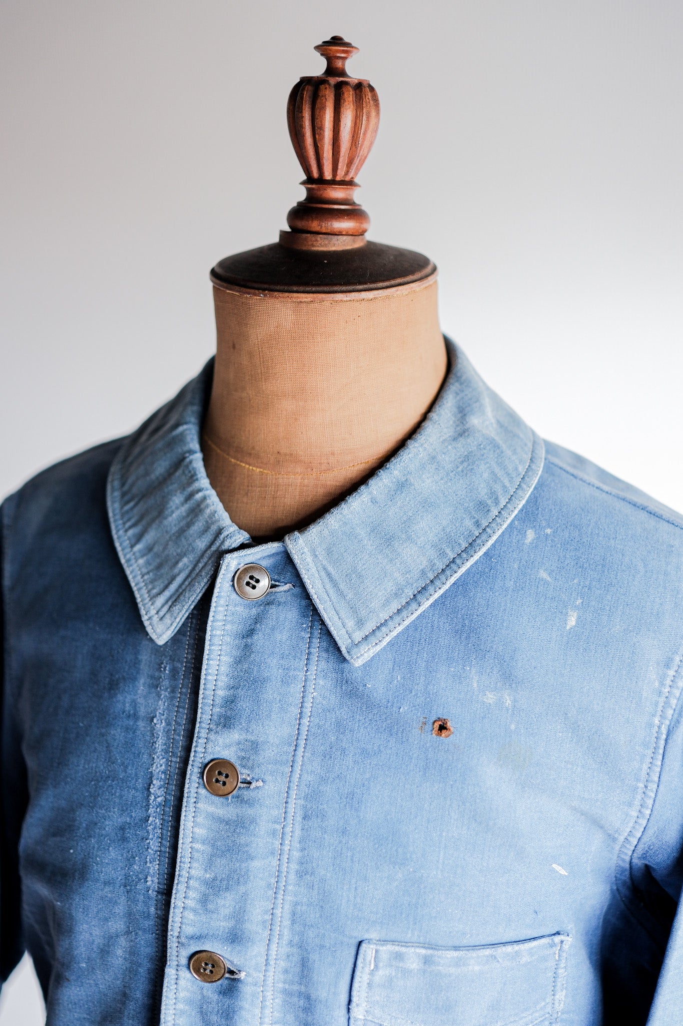 ［~40's］French Vintage Blue Moleskin Work Jacket "Le Mont St. Michel"