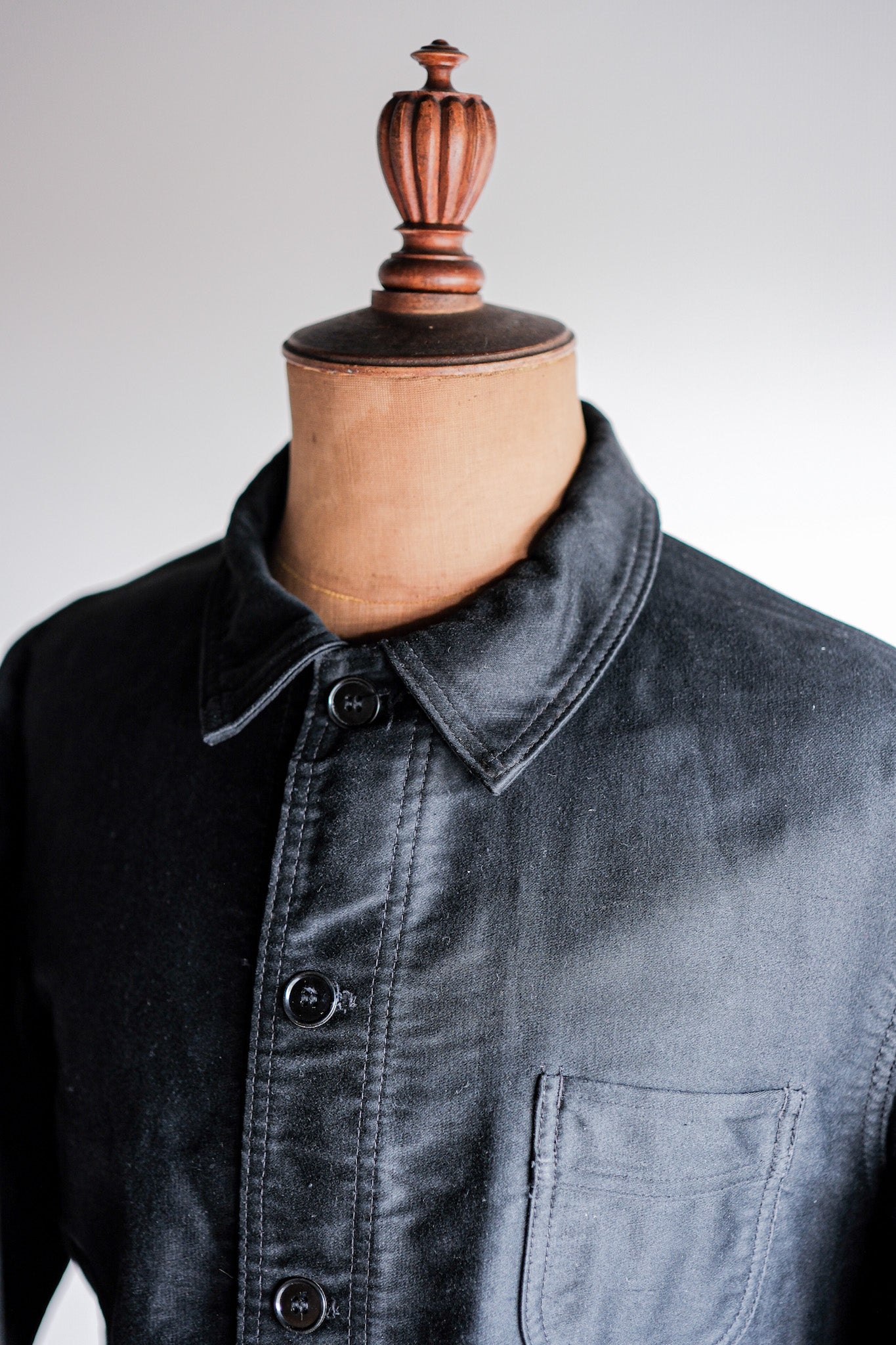 50's】French Vintage Black Moleskin Work Jacket Size.52 