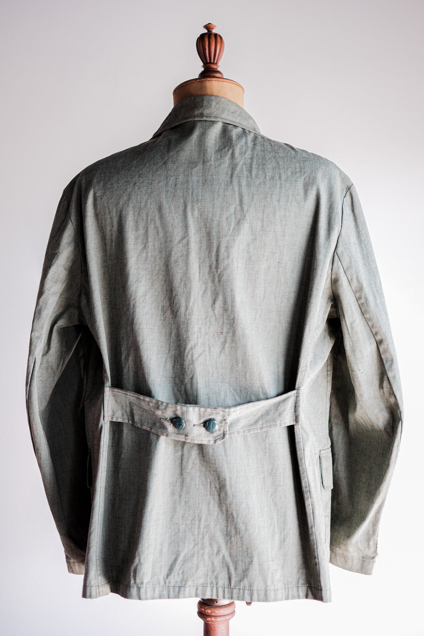 ［~40's］German Vintage Green Chambray 4 Pockets Lapel Work Jacket “Dead Stock”