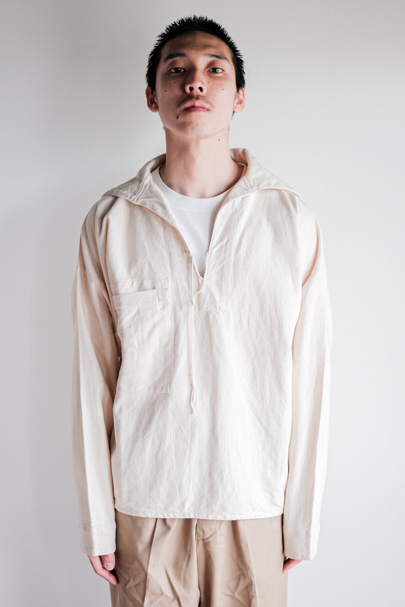 【~40's】German Navy Drillich HBT Linen Sailor Smock "KM"