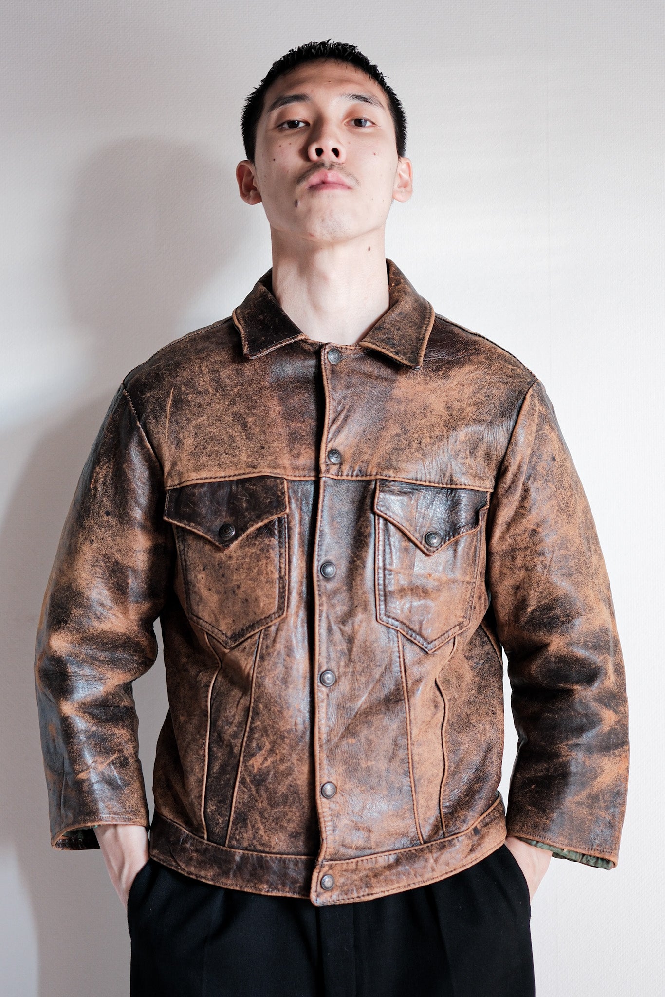 50 s Vintage Levi s Leather Jacket Short Horn