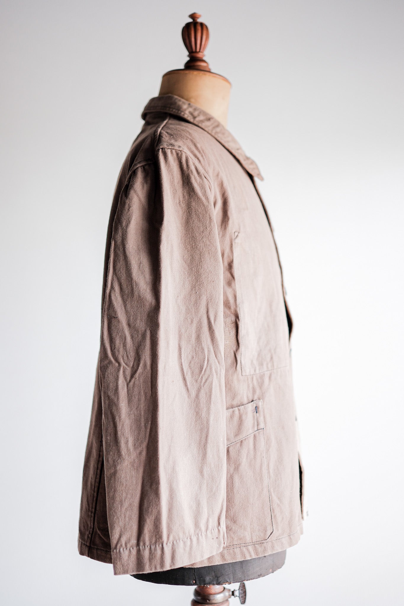 【~40's】French Vintage Brown Cotton Twill Work Jacket