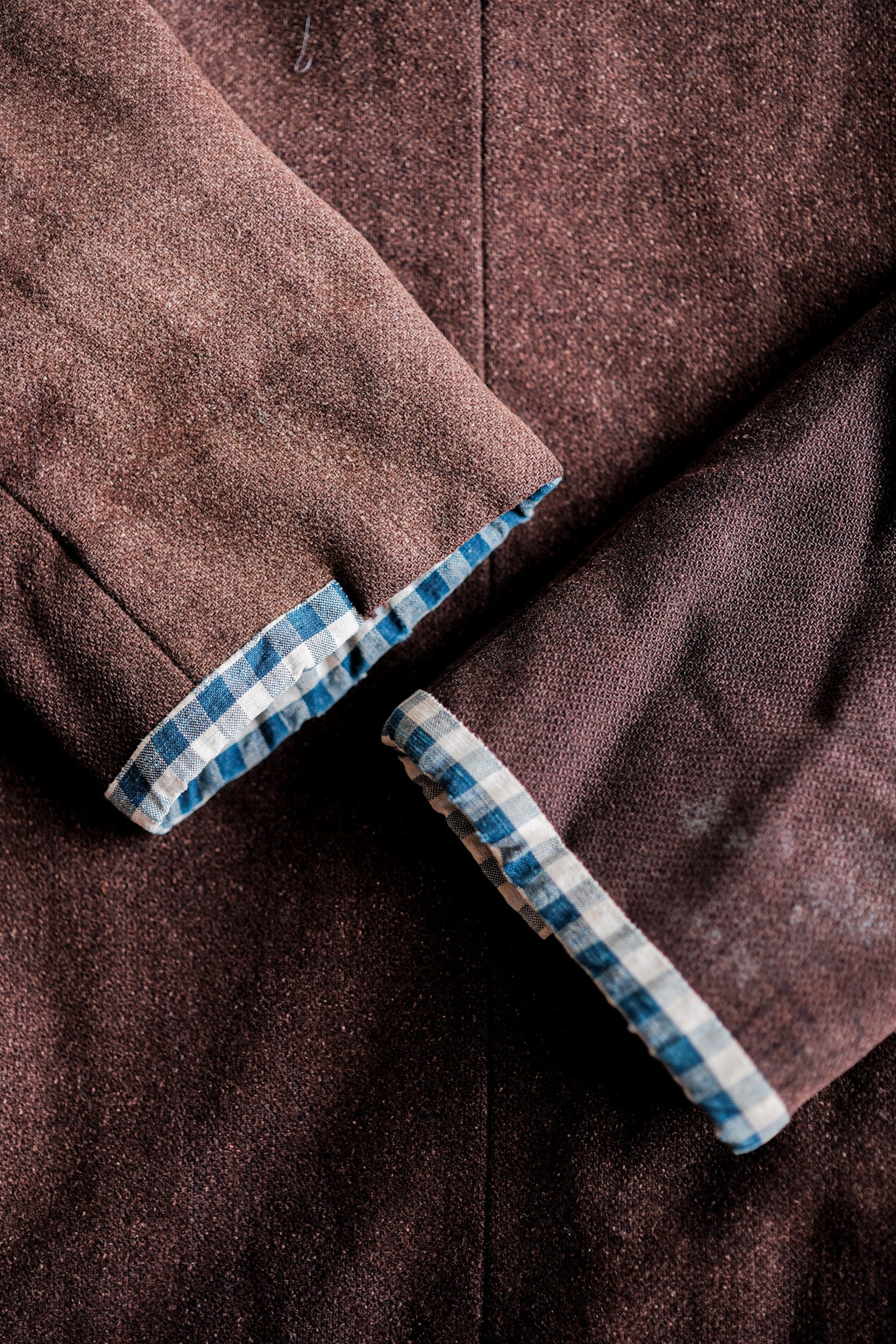 【~20's】French Vintage Brown Wool Work Jacket "Patchwork"