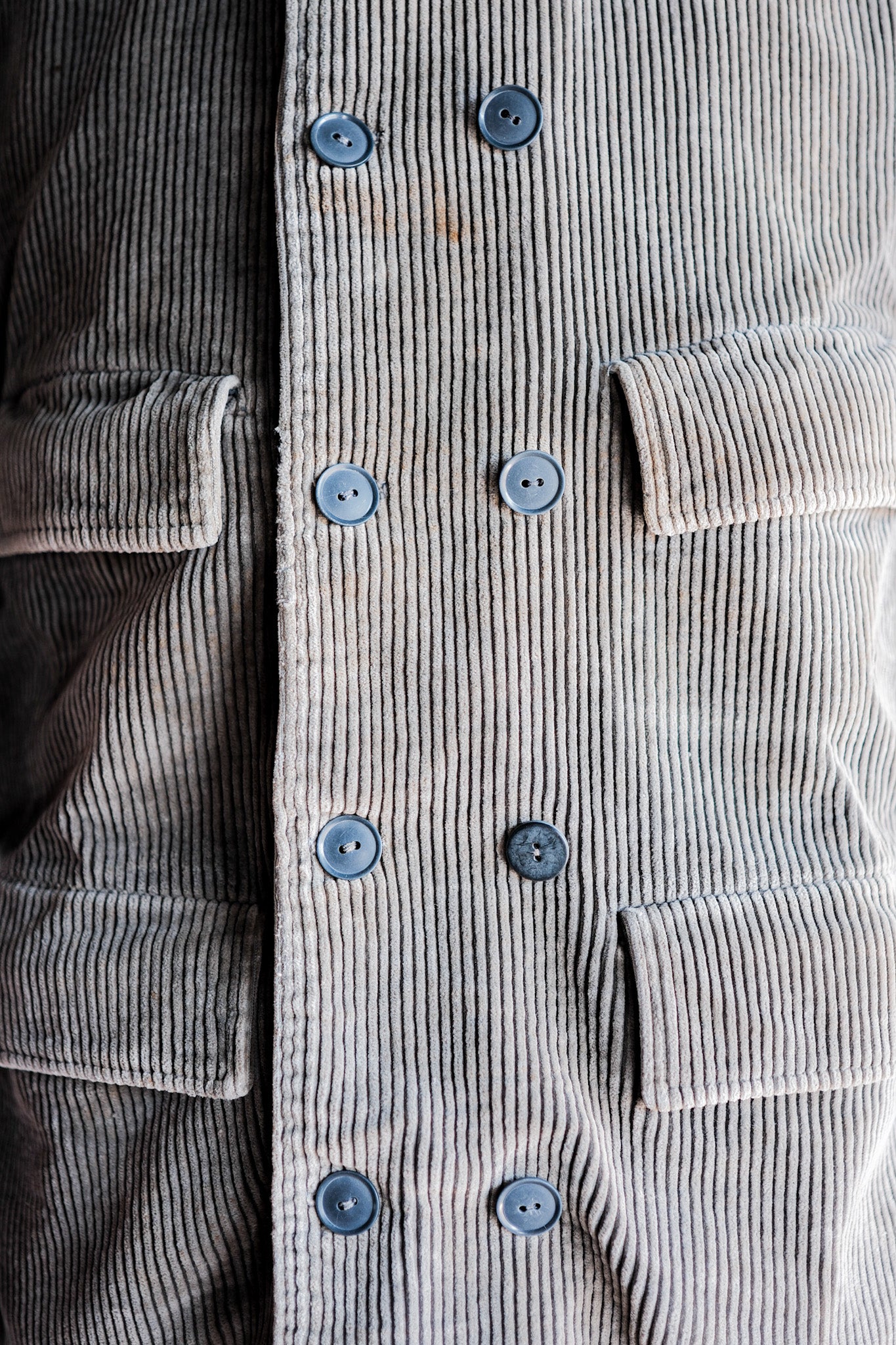 [〜50年代]比利時復古棕色燈芯絨x黑色摩爾斯雙胸部工作夾克