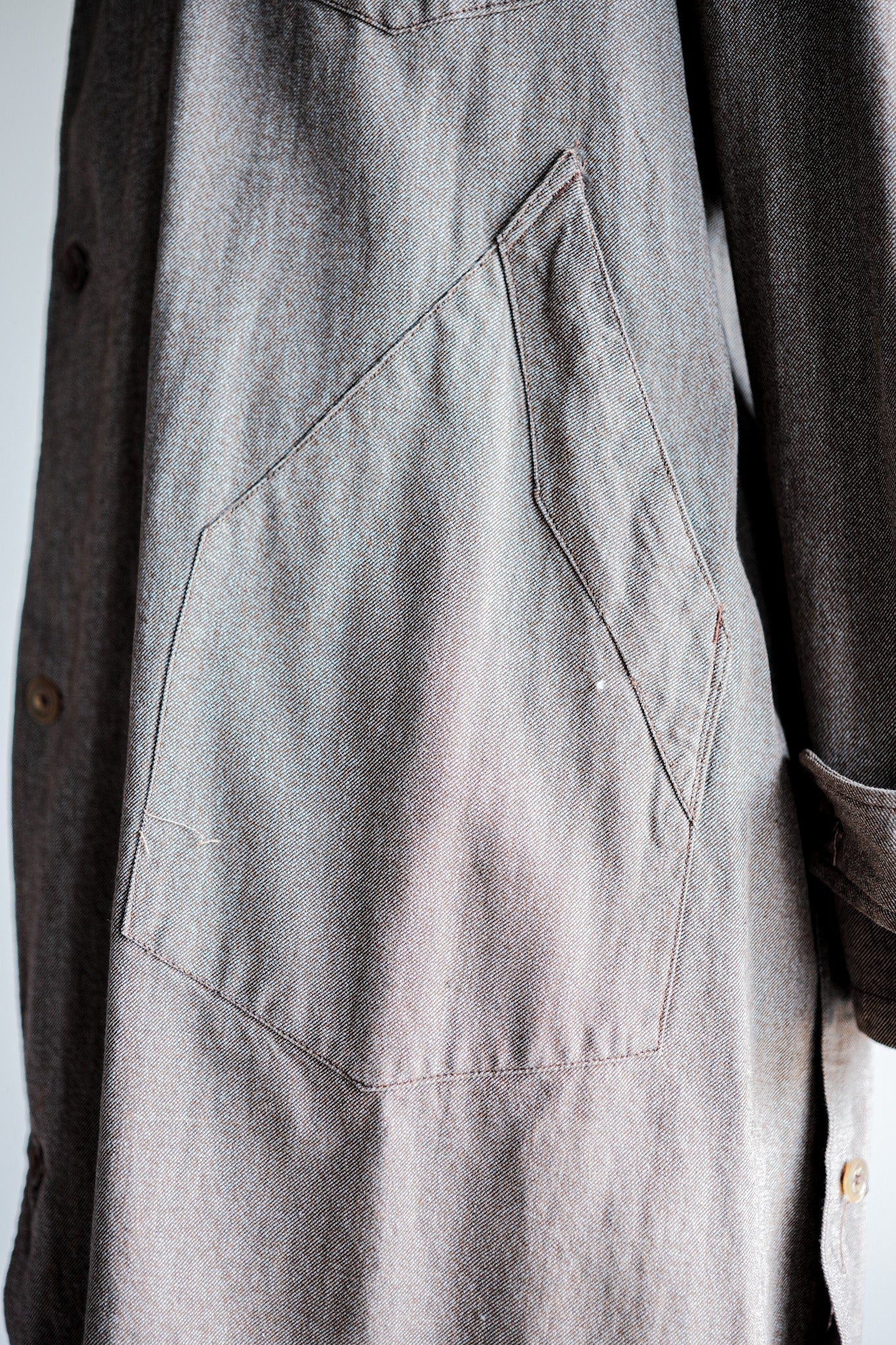 [〜40年代]法國復古棕色卷chambray Atelier外套“ Dead Stock”