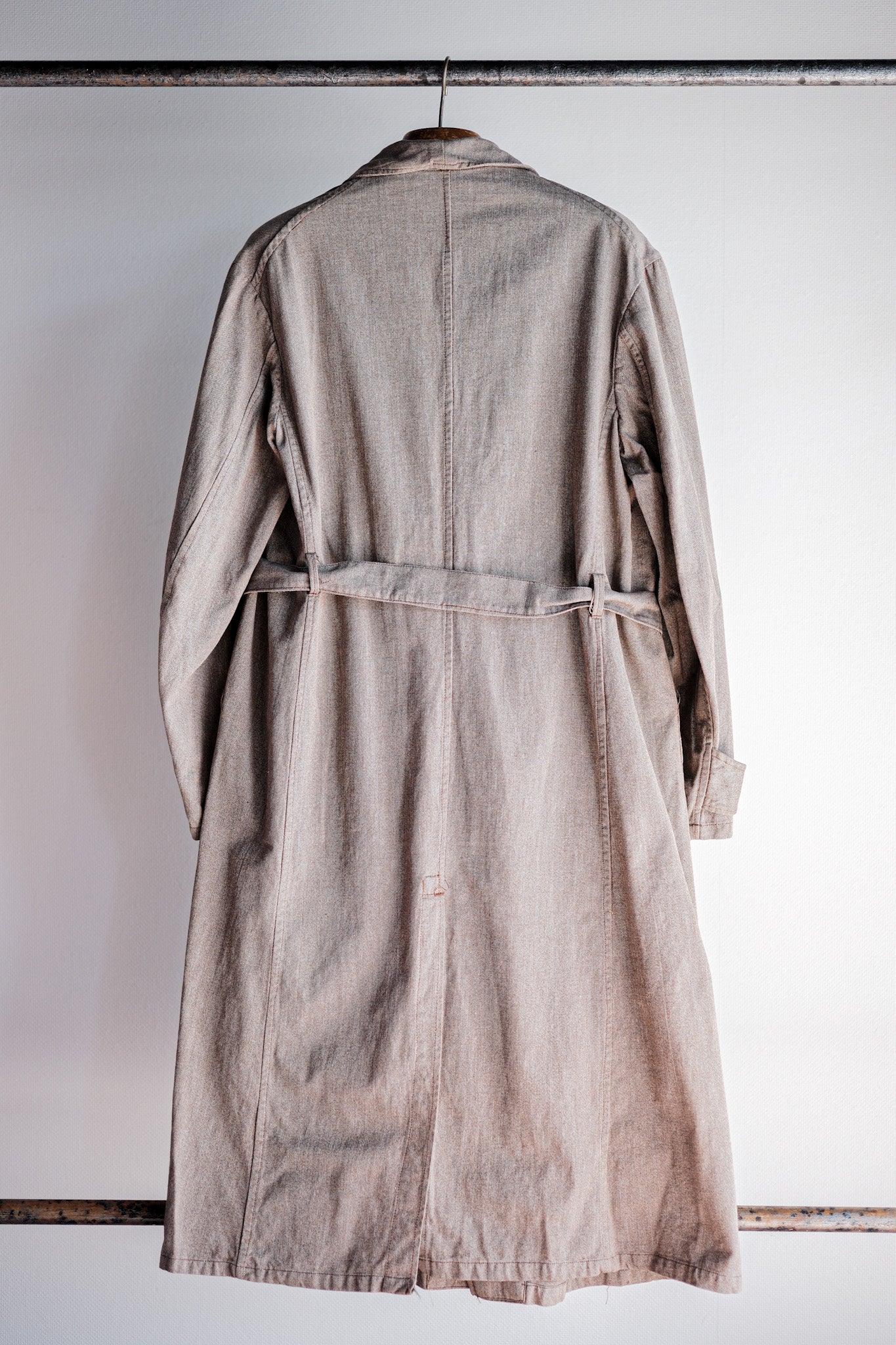 [〜40年代]法國復古棕色卷chambray Atelier外套“ Dead Stock”