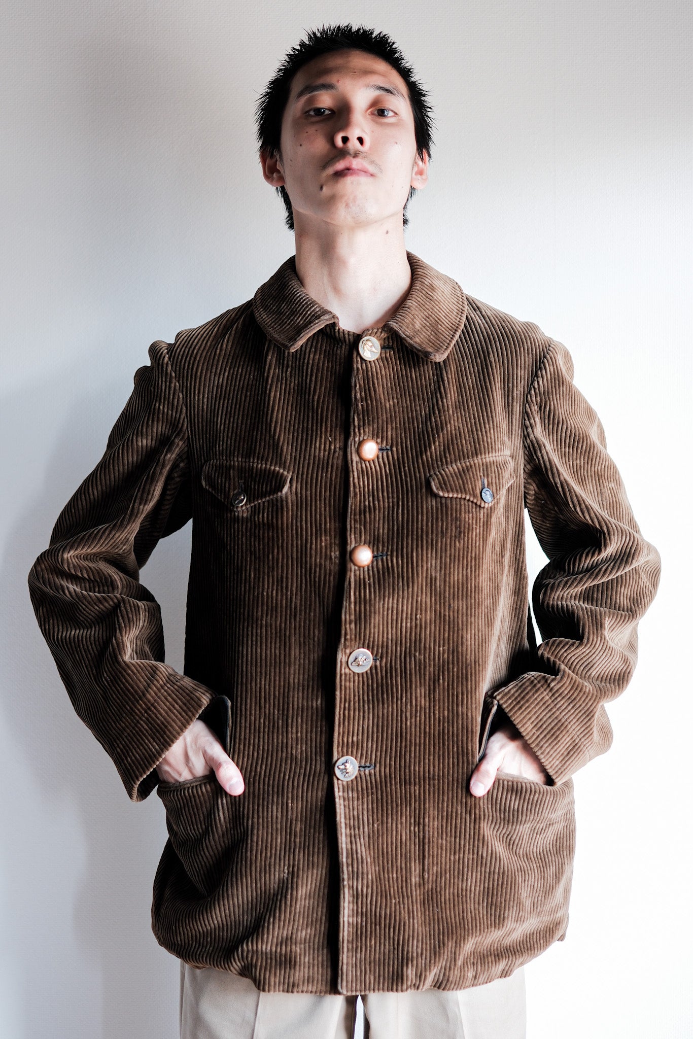 [~ 40's] Veste de chasse au gardien de jeu en velours contre toilettes vintage française