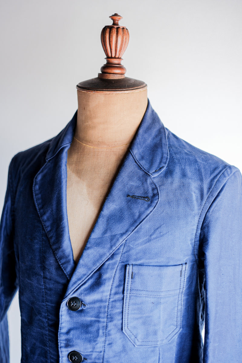 【~60’s】French Vintage Blue Moleskin Lapel Work Jacket "VETVOR"