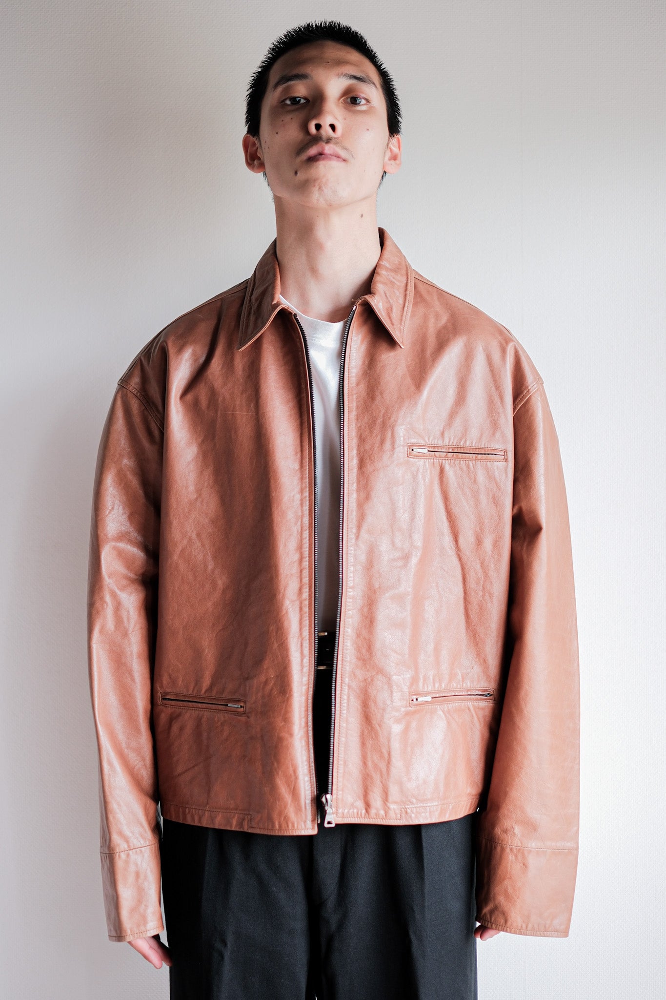 90's] Old JIL SANDER Leather Jacket Size.48