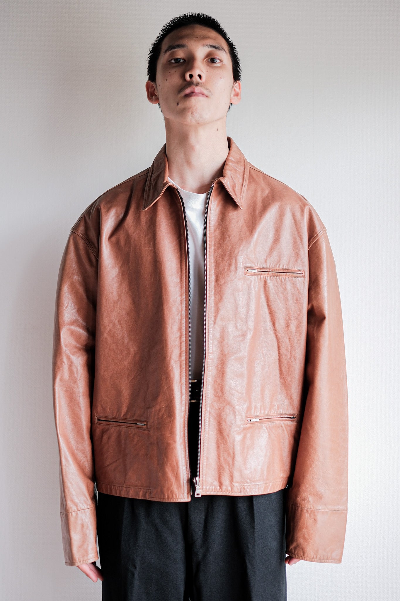 90's】Old JIL SANDER Leather Jacket Size.48