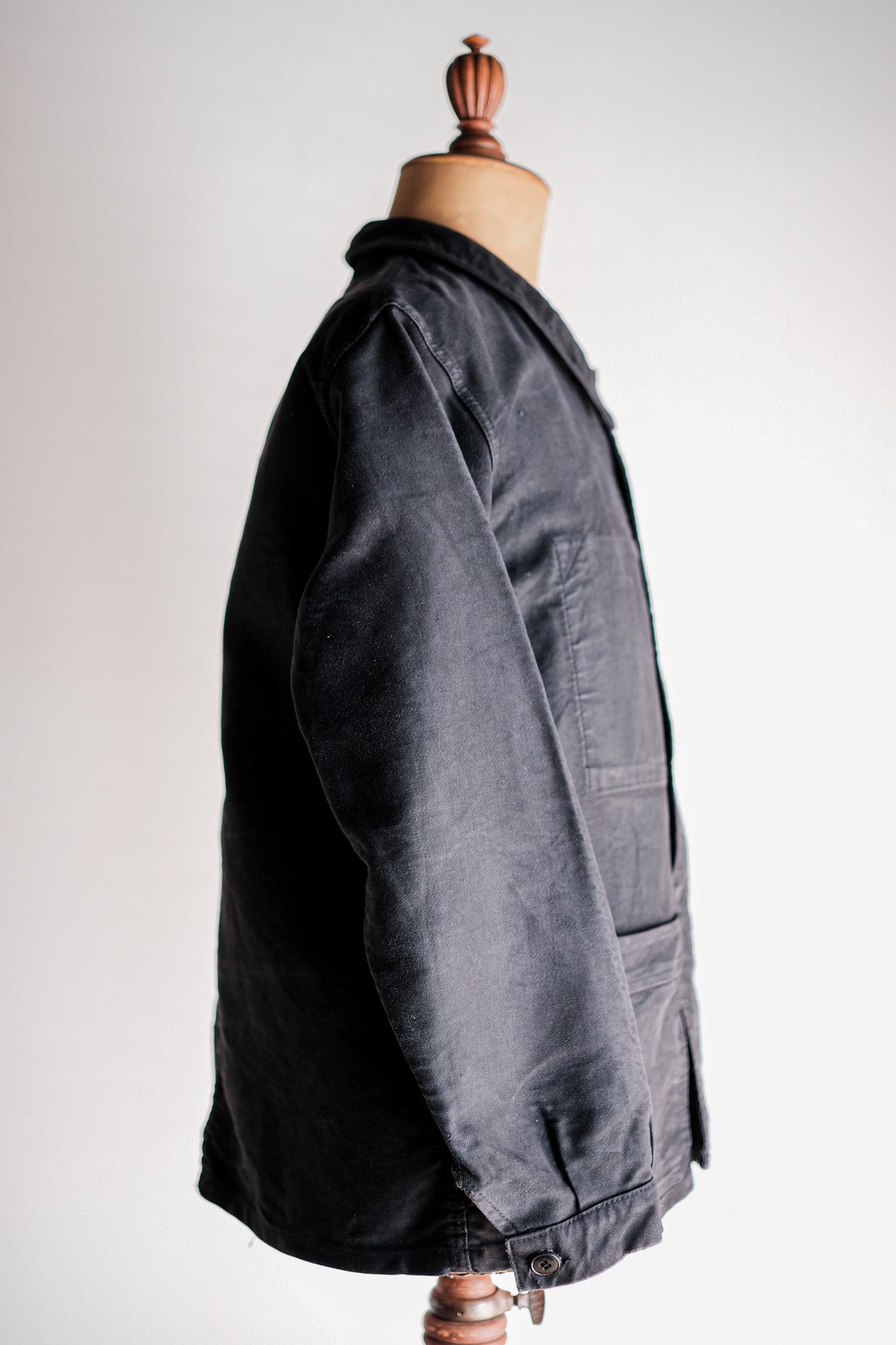 60's】French Vintage Black Moleskin Work Jacket Size.50
