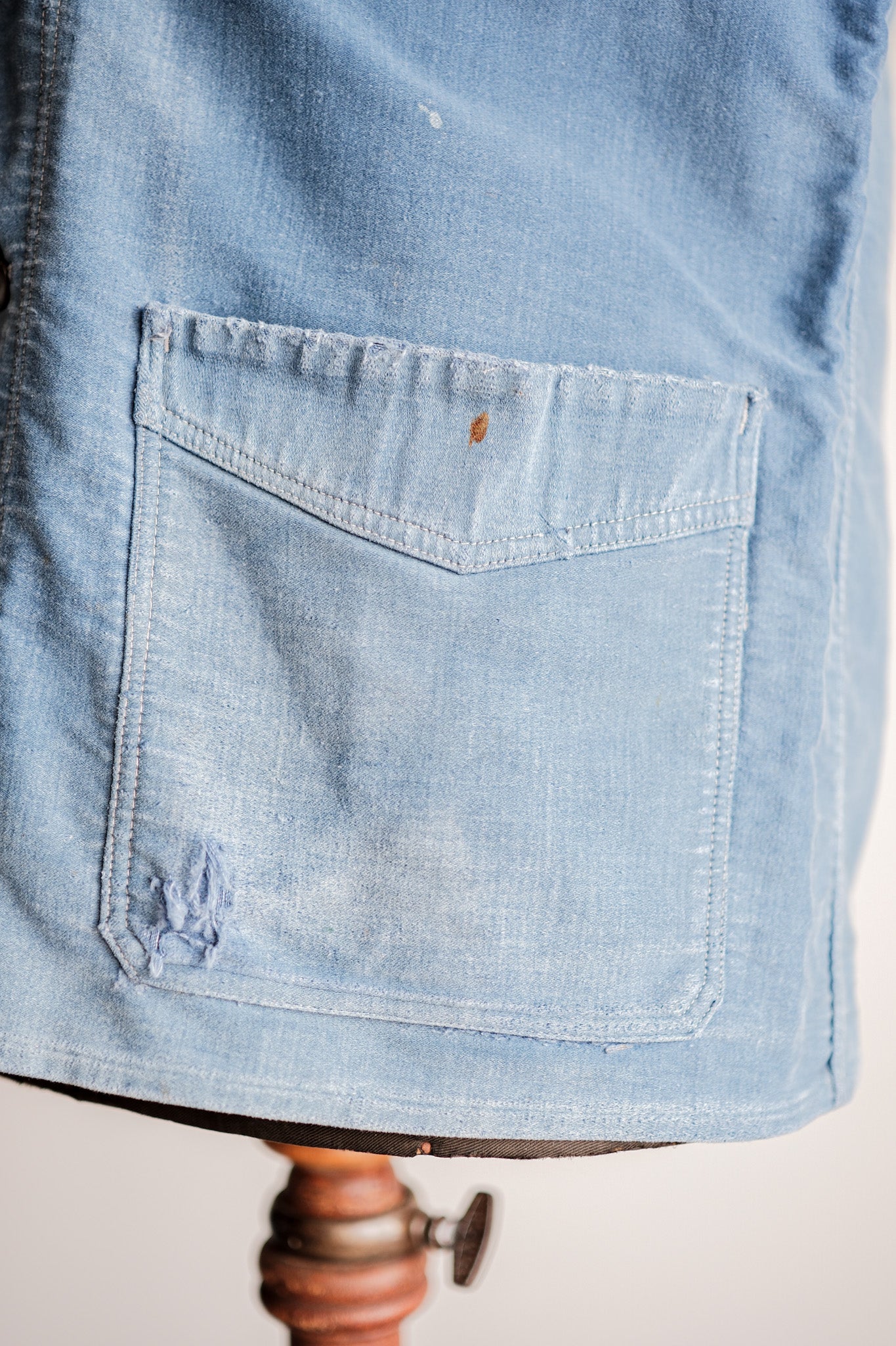 ［~40's］French Vintage Blue Moleskin Work Jacket "Le Mont St. Michel"