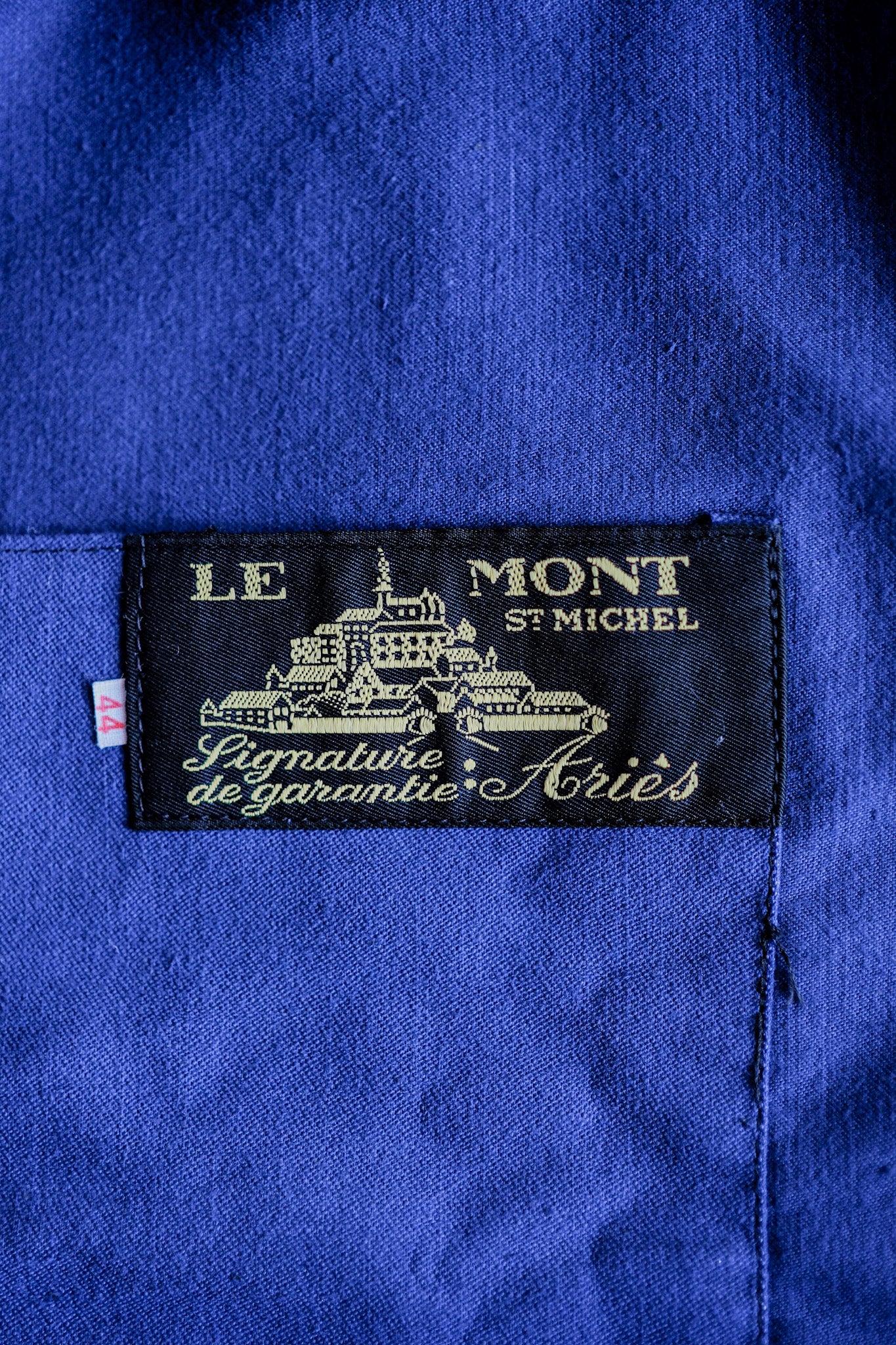 [~ 50's] แจ็คเก็ตตัวตุ่นสีน้ำเงินวินเทจฝรั่งเศสขนาด 44 "Le Mont St. Michel" "Dead Stock"