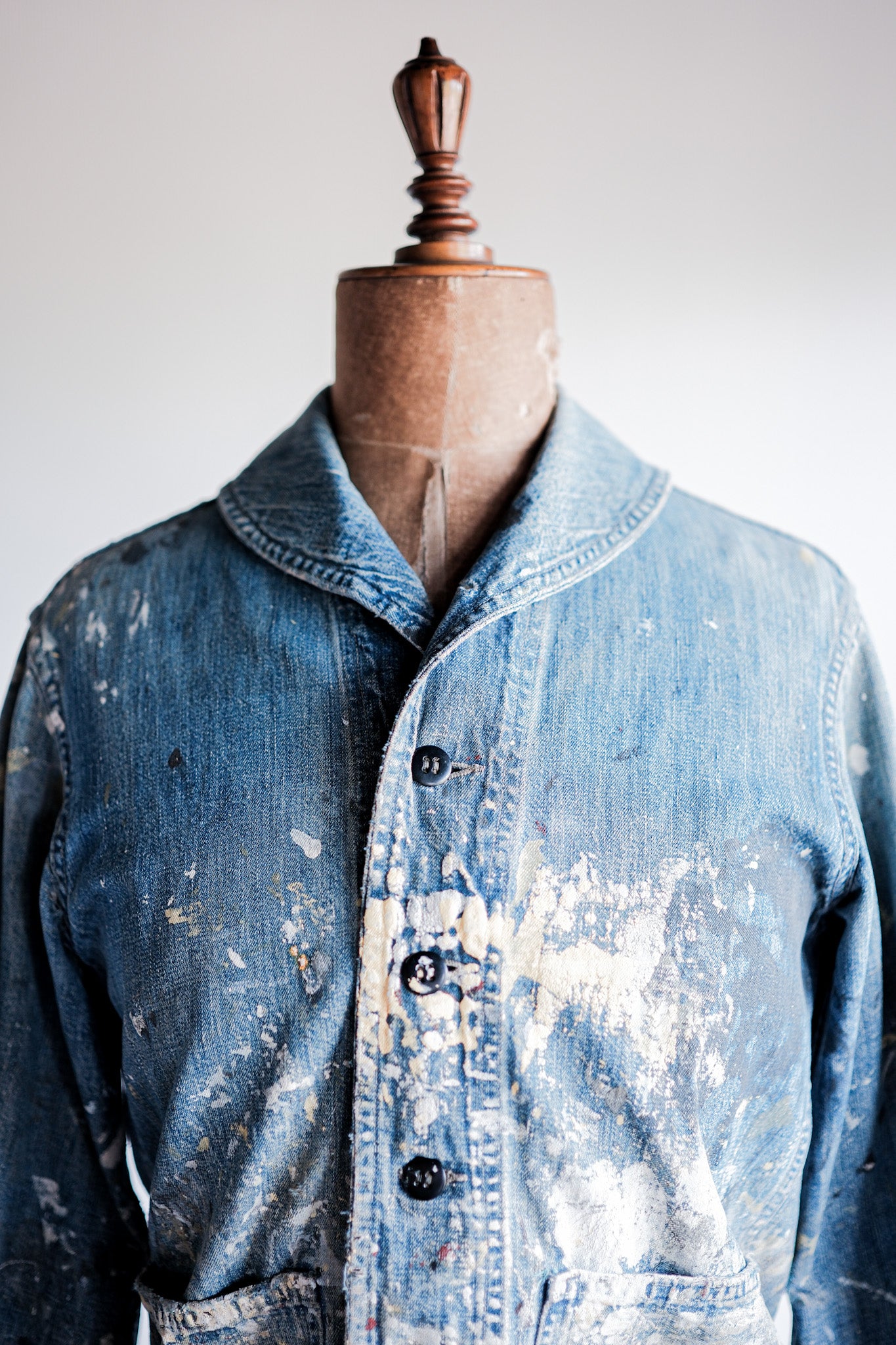 ［~40’s］U.S.NAVY Shawl Collar Denim Coverall “Crazy Paint”