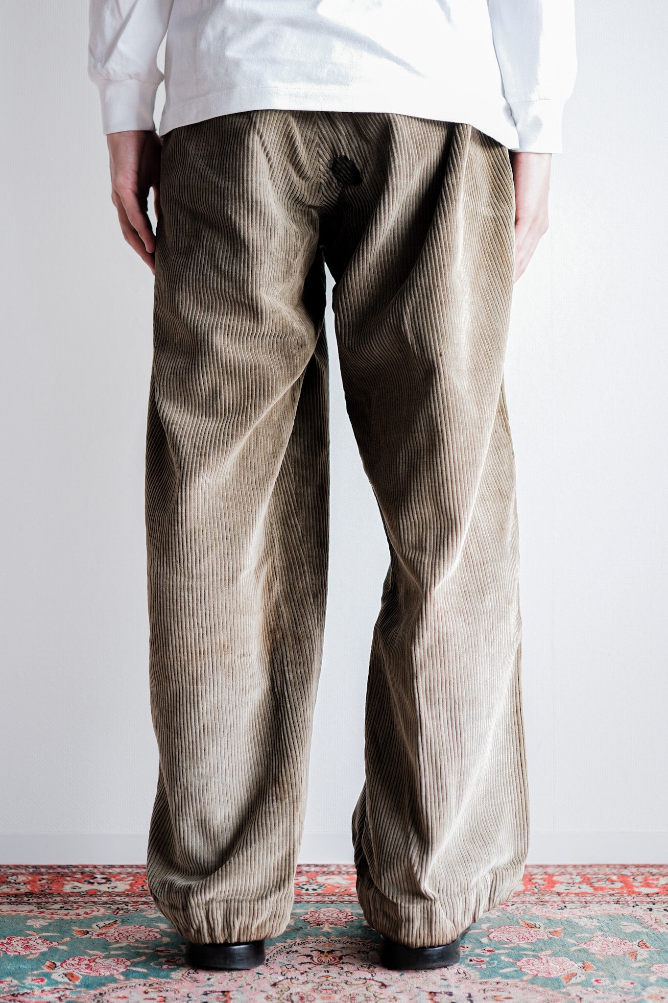 ［~40's］French Vintage Brown Corduroy Work Pants "Boro"