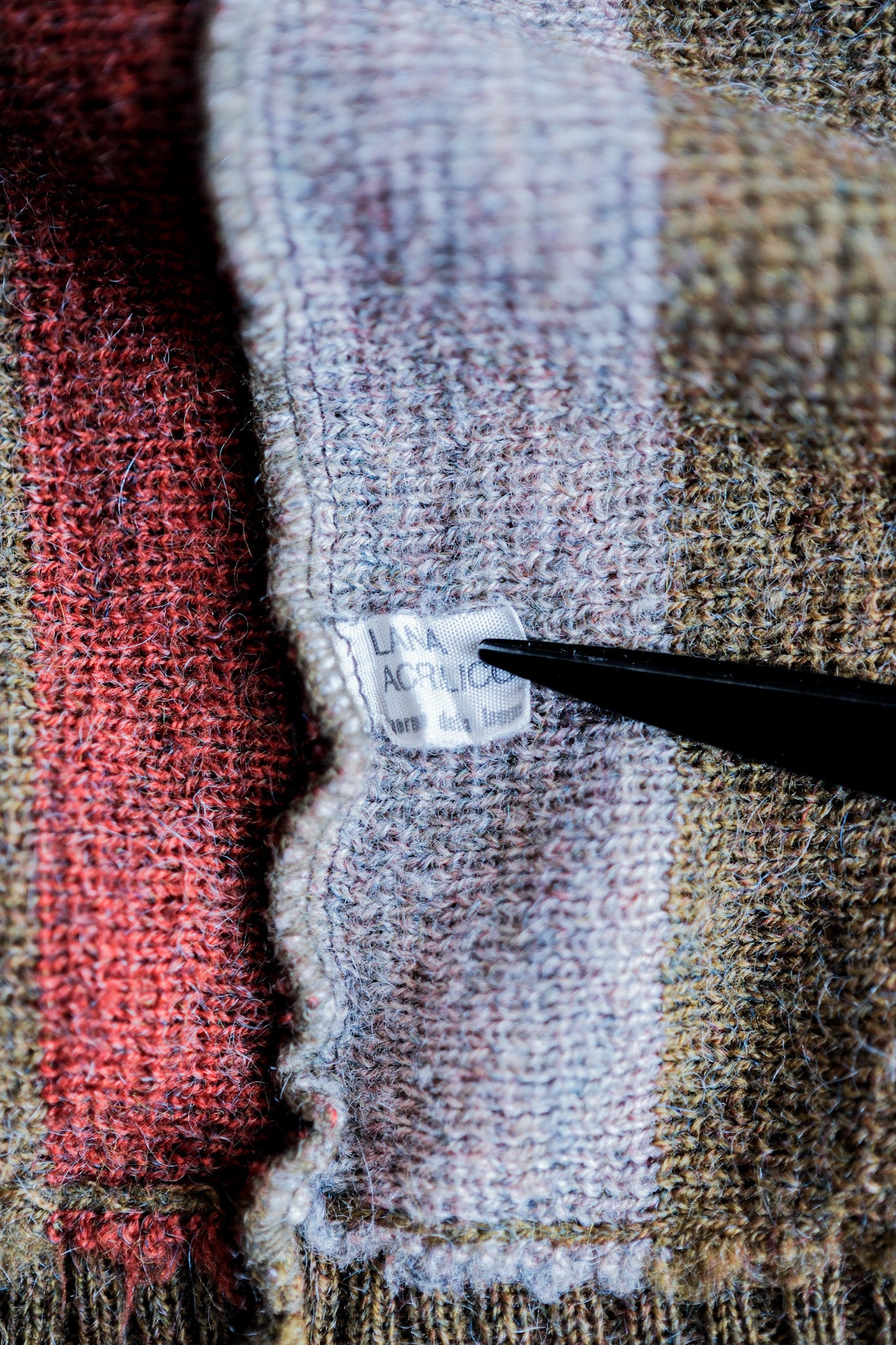 ［~80's］Italian Vintage Wool Mix Multi Striped Cardigan