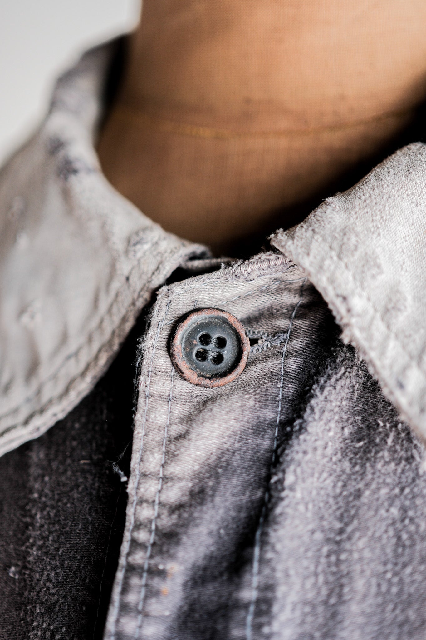 [~ 50's] Jacket de travail de moleskin noirs vintage français "patchwork"