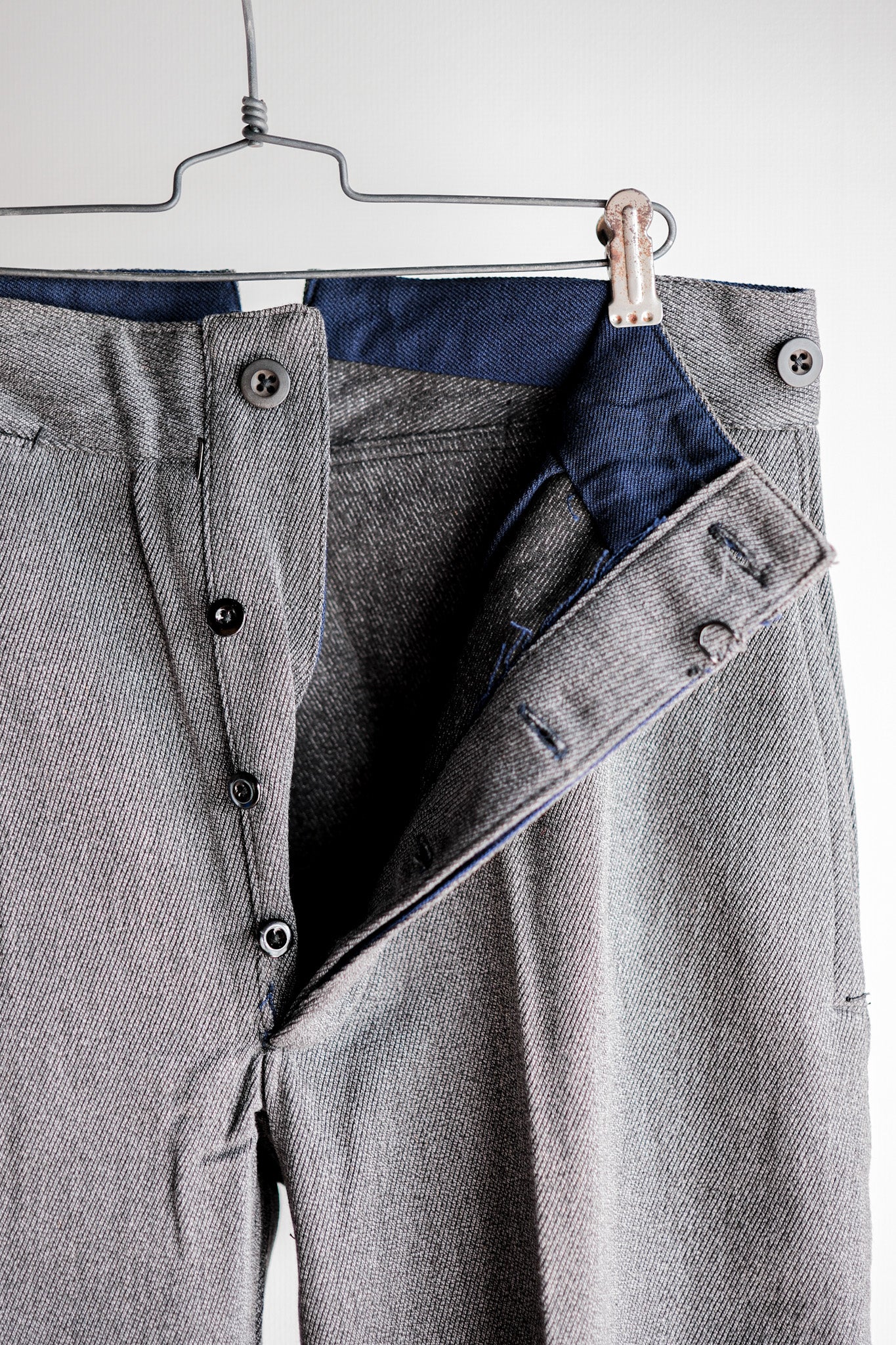 ［~30's］French Vintage Salt & Pepper Cotton Twill Work Pants "Dead Stock"