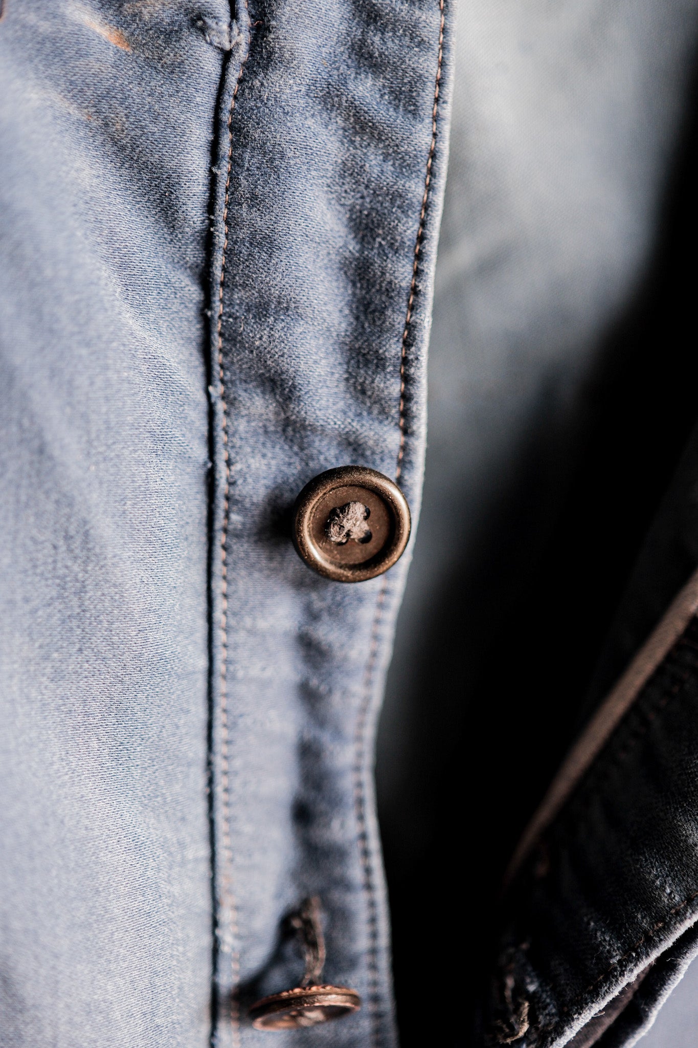 【~30's】French Vintage Blue Moleskin Work Pants "Patchwork"